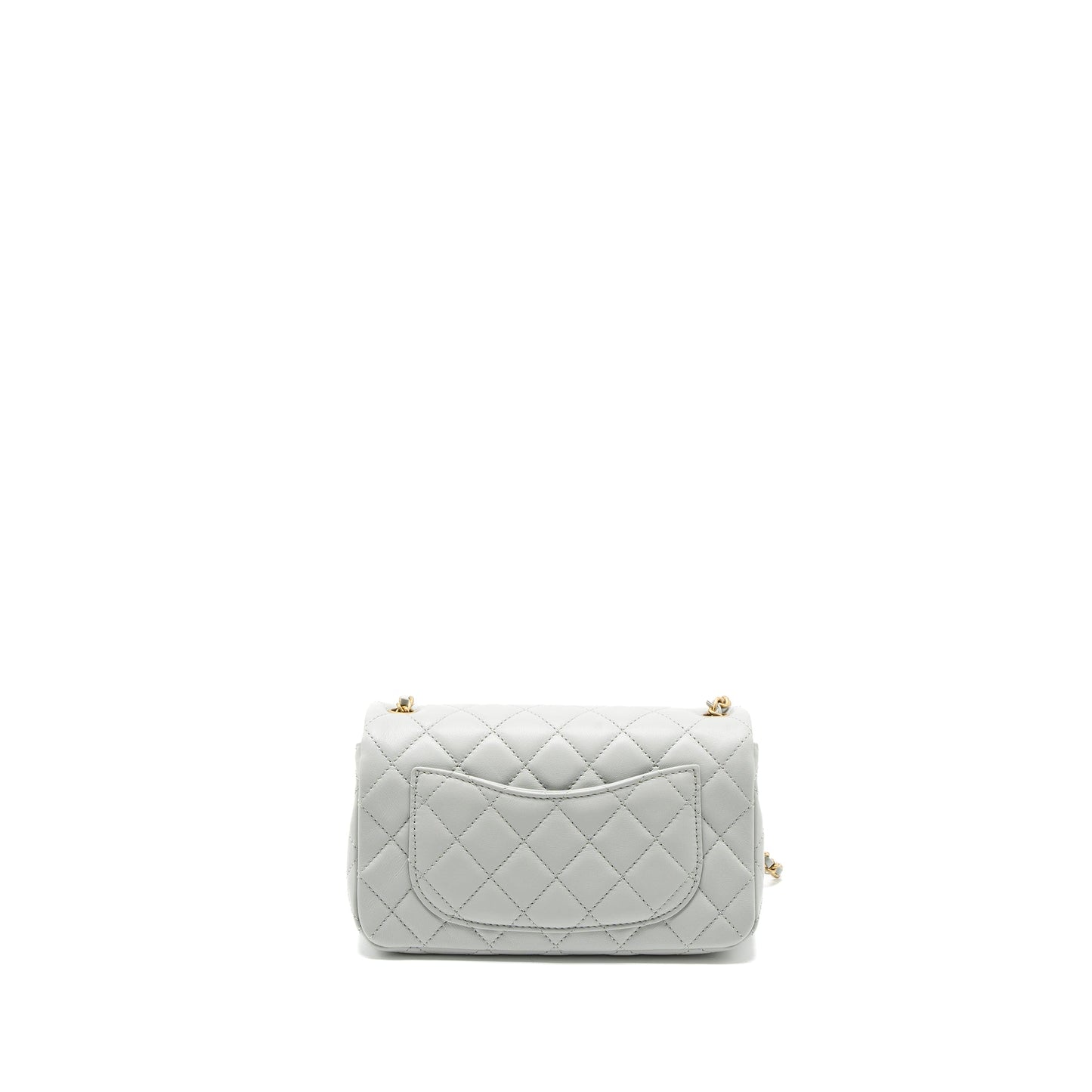 Chanel Pearl Crush Rectangular Lambskin Light Brushed Grey Mini Bag