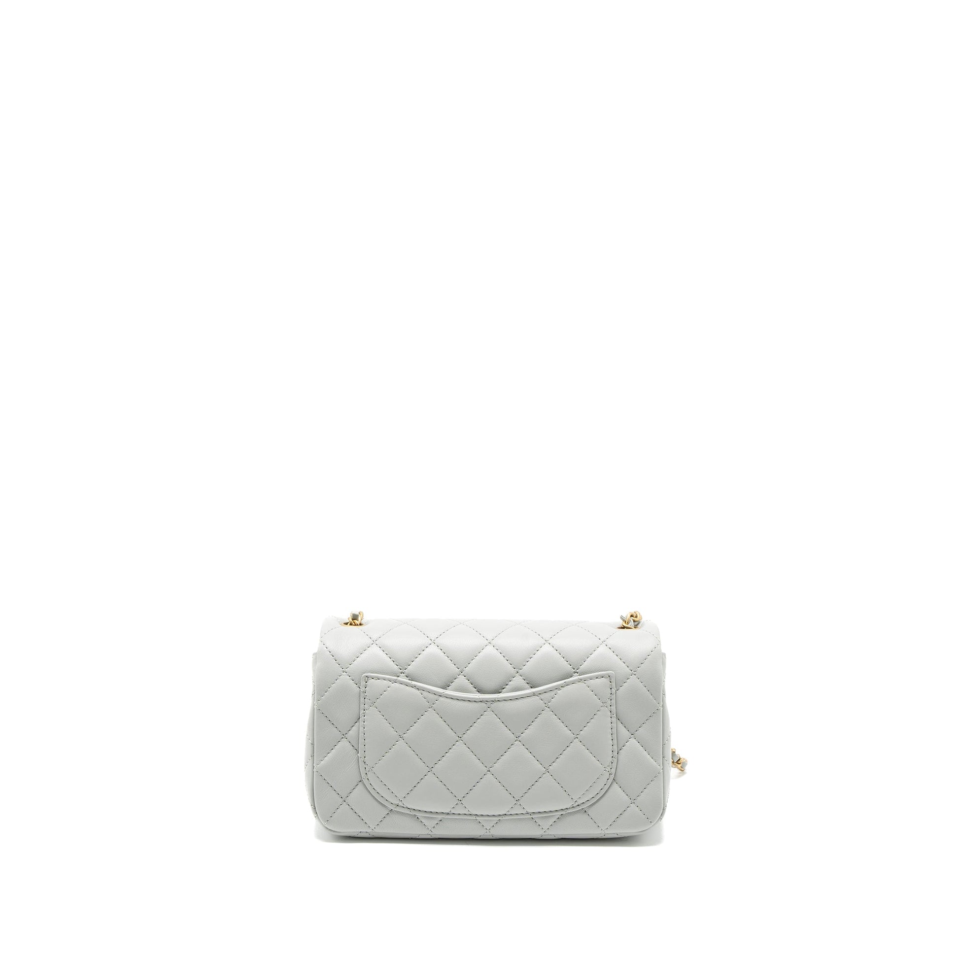 Chanel Pearl Crush Rectangular Lambskin Light Brushed Grey Mini Bag