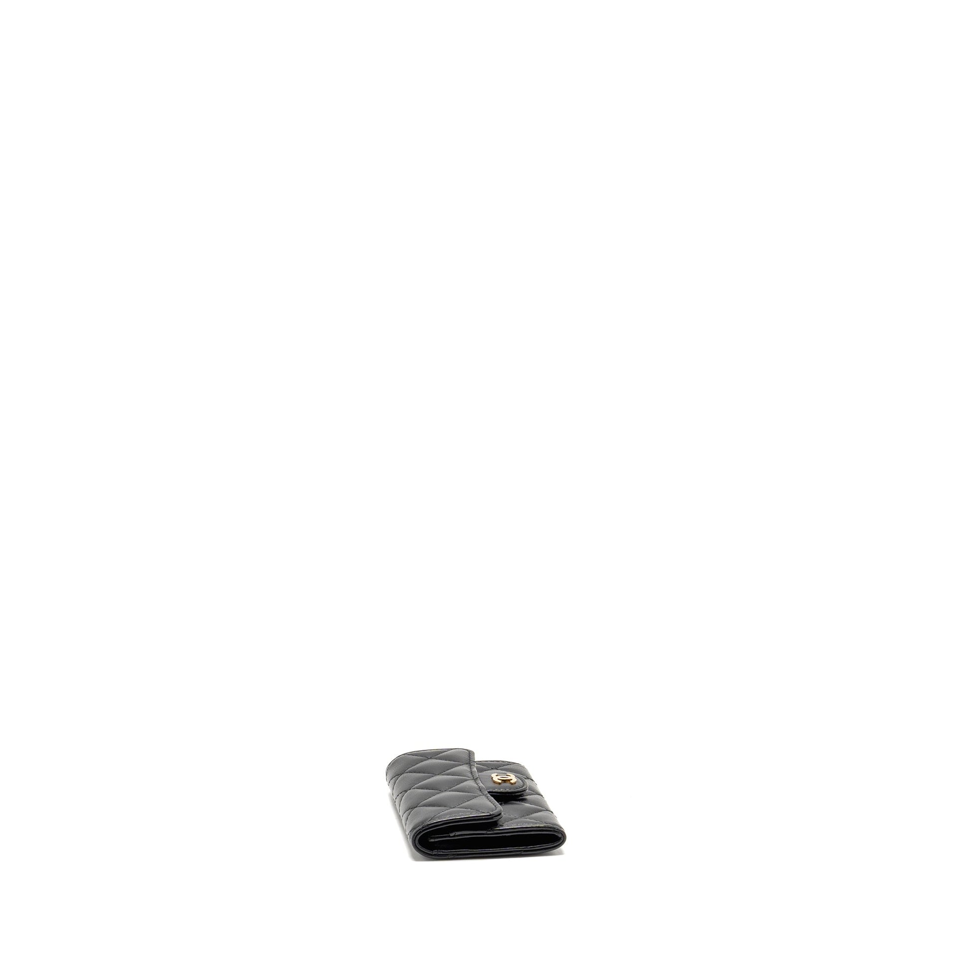 Chanel Classic Flap Card Holder Lambskin GHW Black Wallet Case