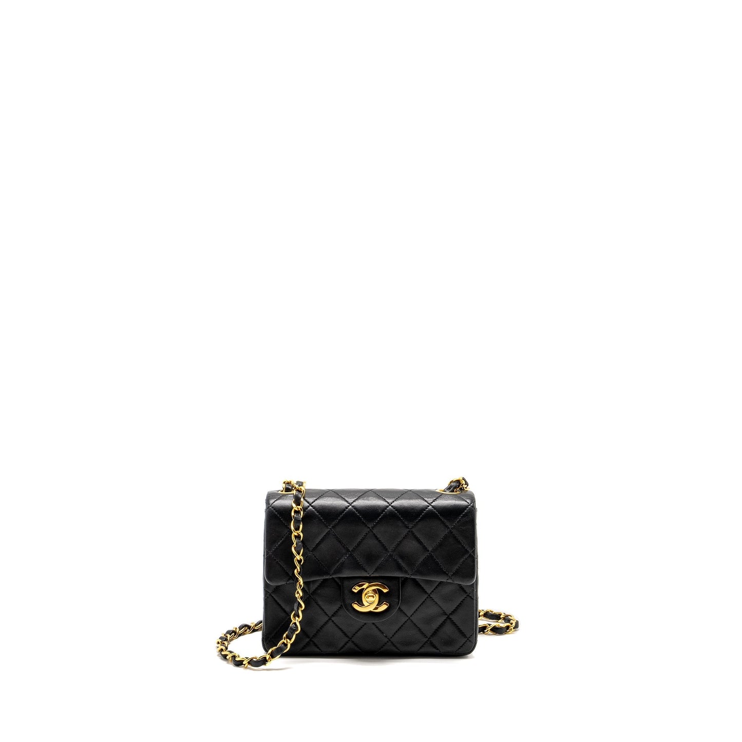 Chanel Square Flap Lambskin GHW Black Shoulder Bag Ghw 2