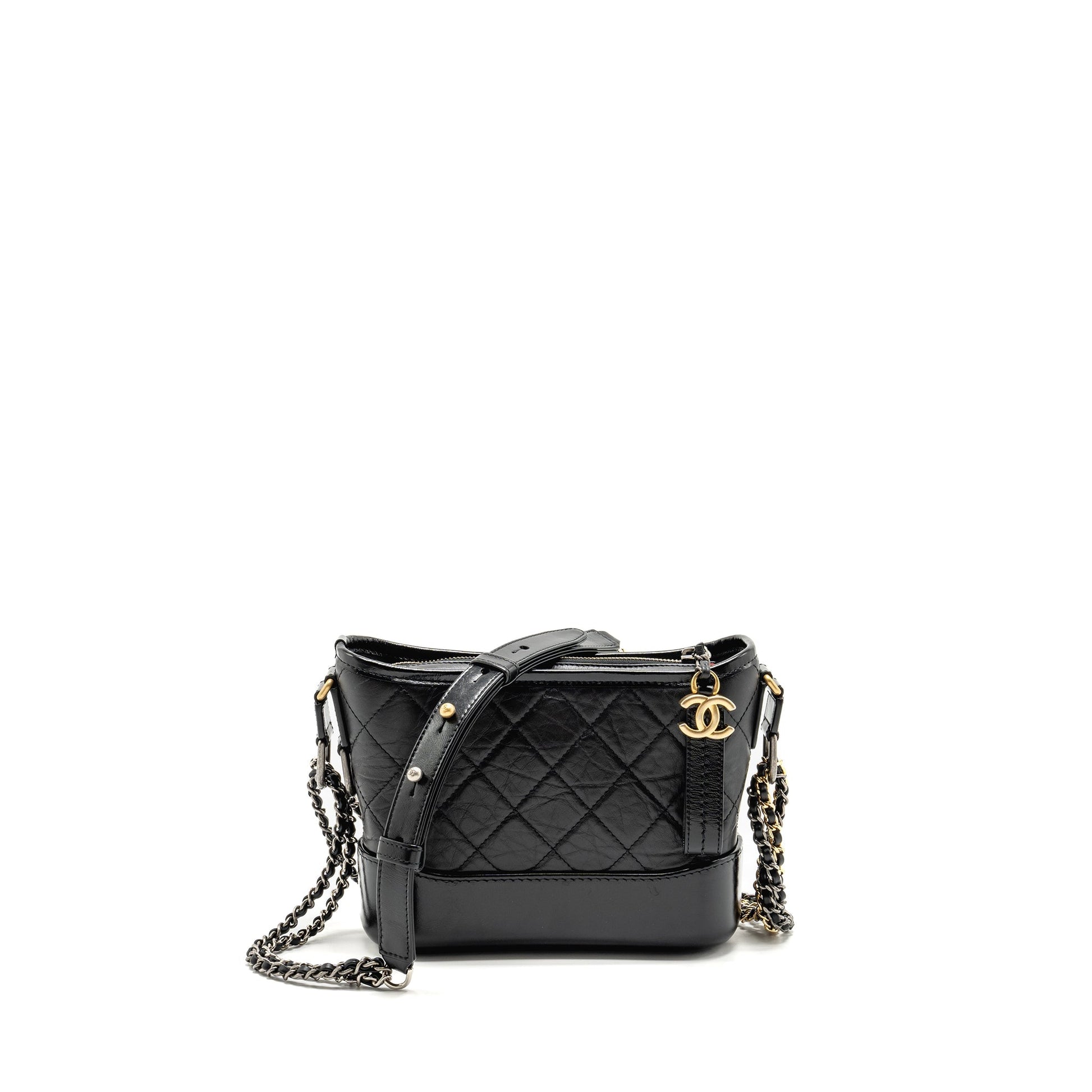 Chanel Gabrielle HOBO Aged Calfskin Hardware Microchip Multicolour Black Small Shoulder Bag