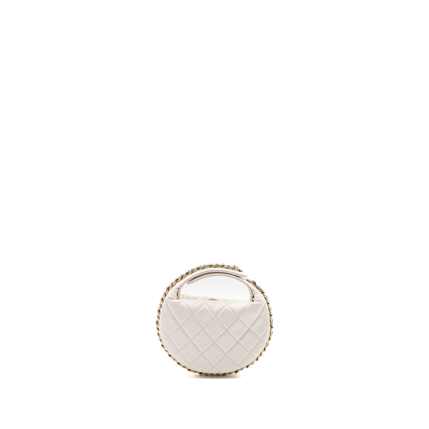 Chanel 23C Round Lambskin LGHW microchip White Clutch Bag Microchip 1