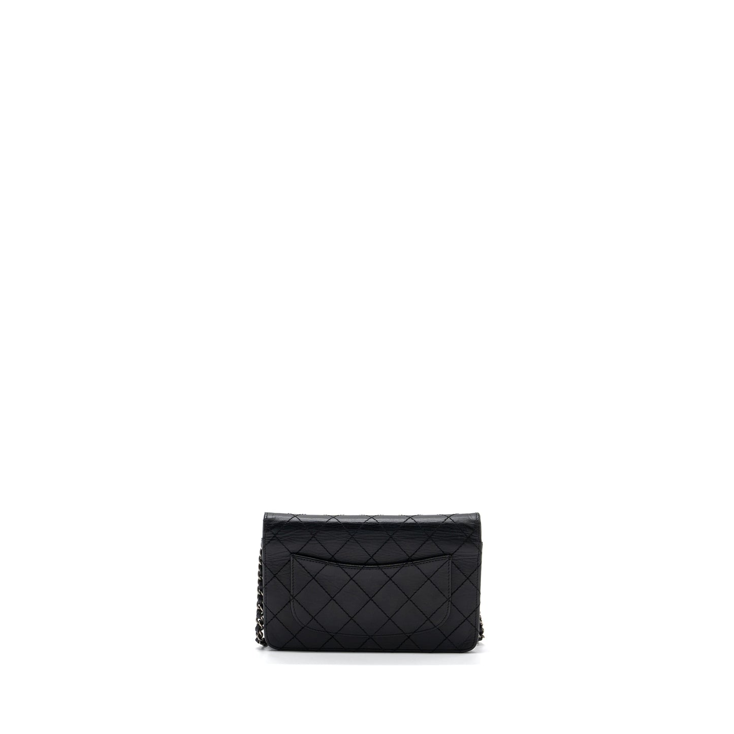 Chanel 2.55 On Aged Calfskin Ruthenium SHW Black Wallet Case