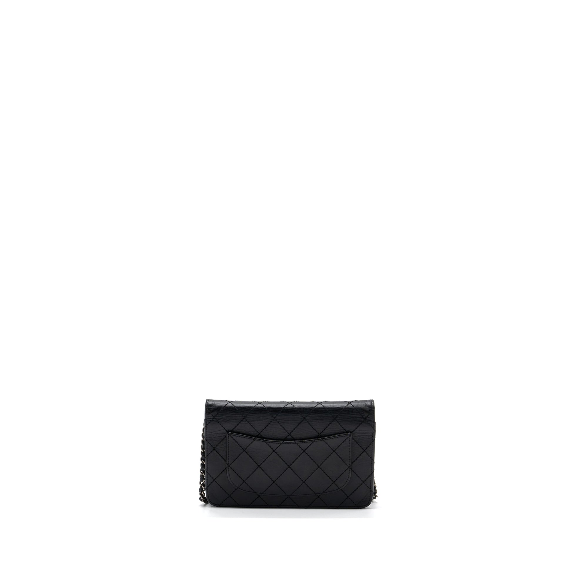 Chanel 2.55 On Aged Calfskin Ruthenium SHW Black Wallet Case