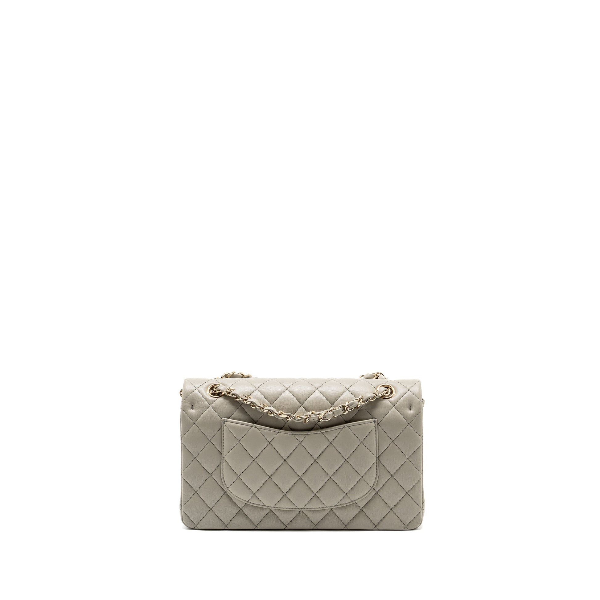 Chanel Classic double flap lambskin light LGHW Grey Shoulder Bag