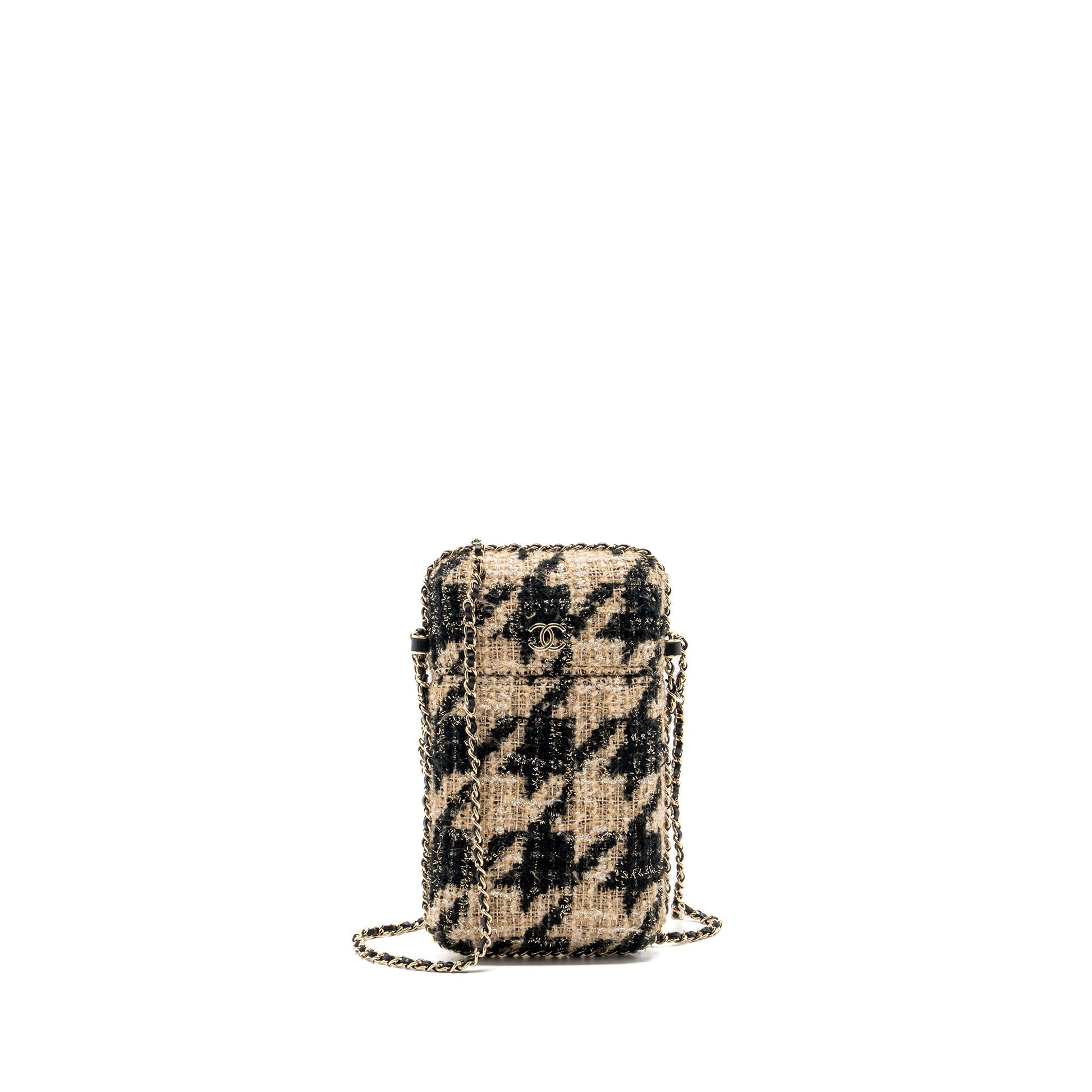Chanel vertical phone tweed light LGHW Multicolor Black Brown Handbag