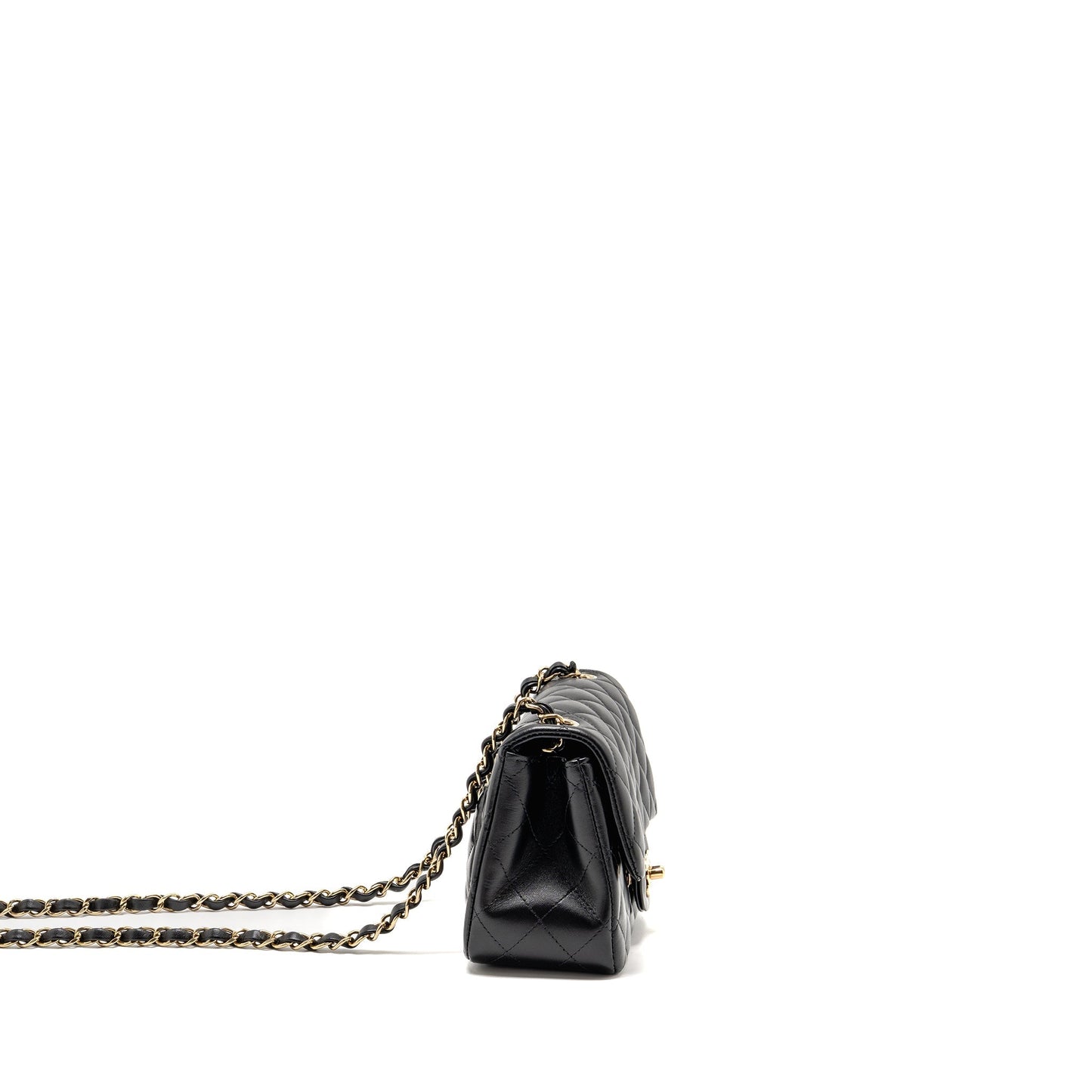 Chanel Square Flap Lambskin LGHW Microchip Black Shoulder Bag 11