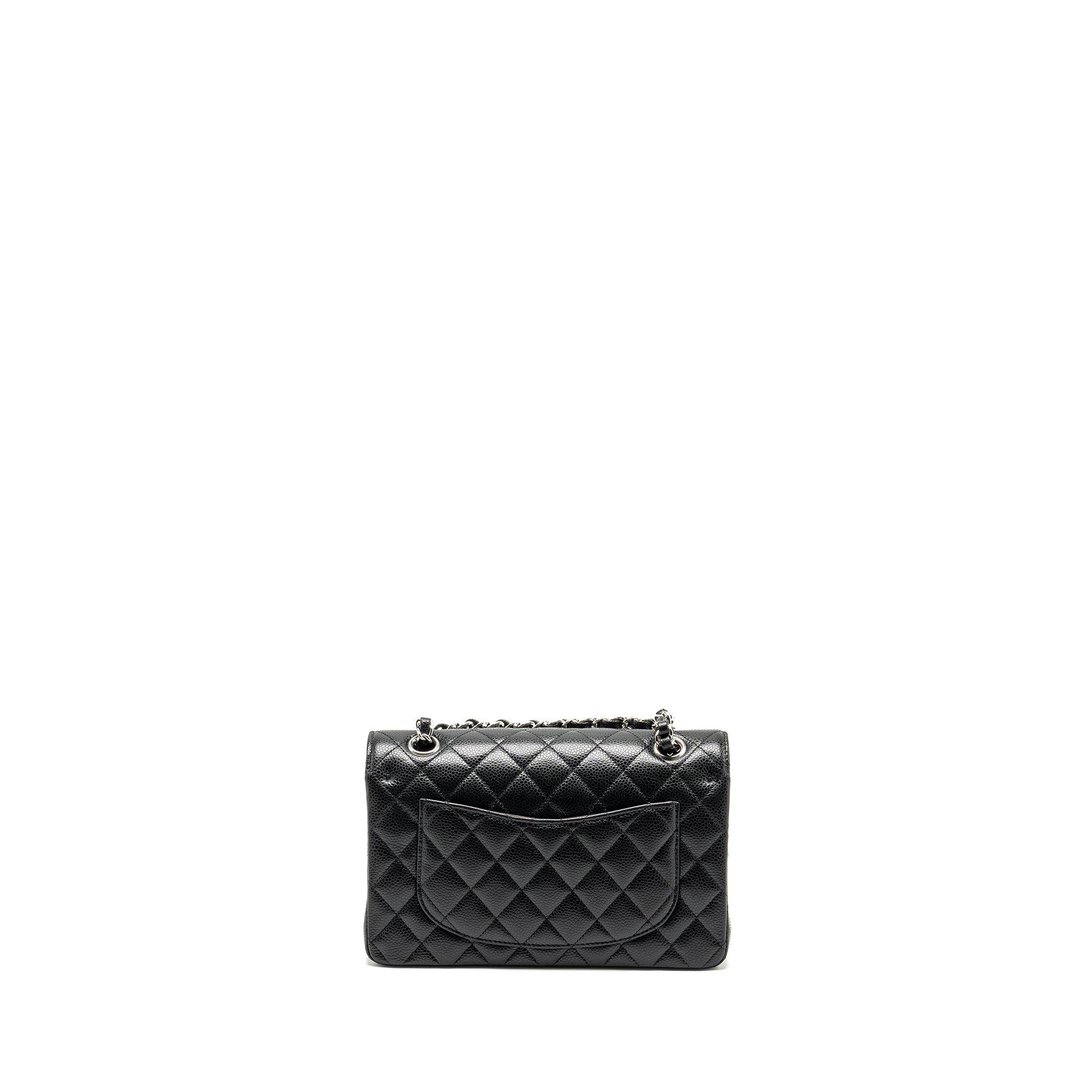 Chanel Classic Double Flap Caviar SHW Microchip Black Small Shoulder Bag 6