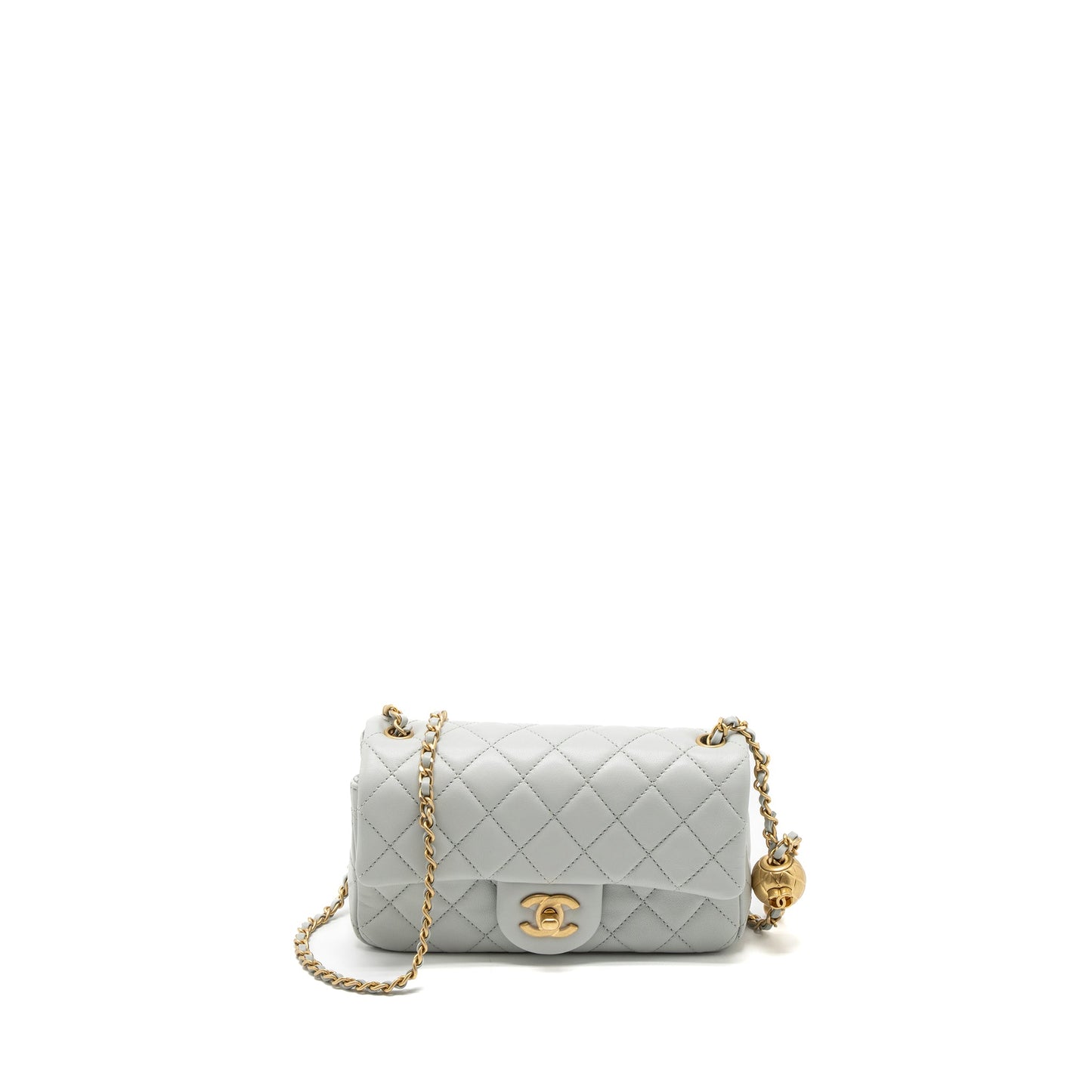 Chanel Pearl Crush Rectangular Lambskin Light Brushed Grey Mini Bag