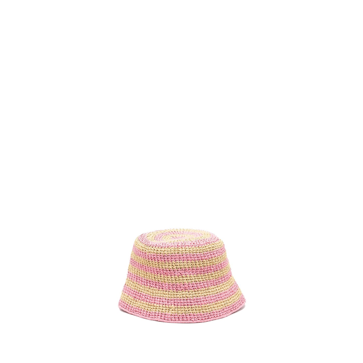 Prada Size M Bucket Hat Handbag Raffia Pink Bucket Bag
