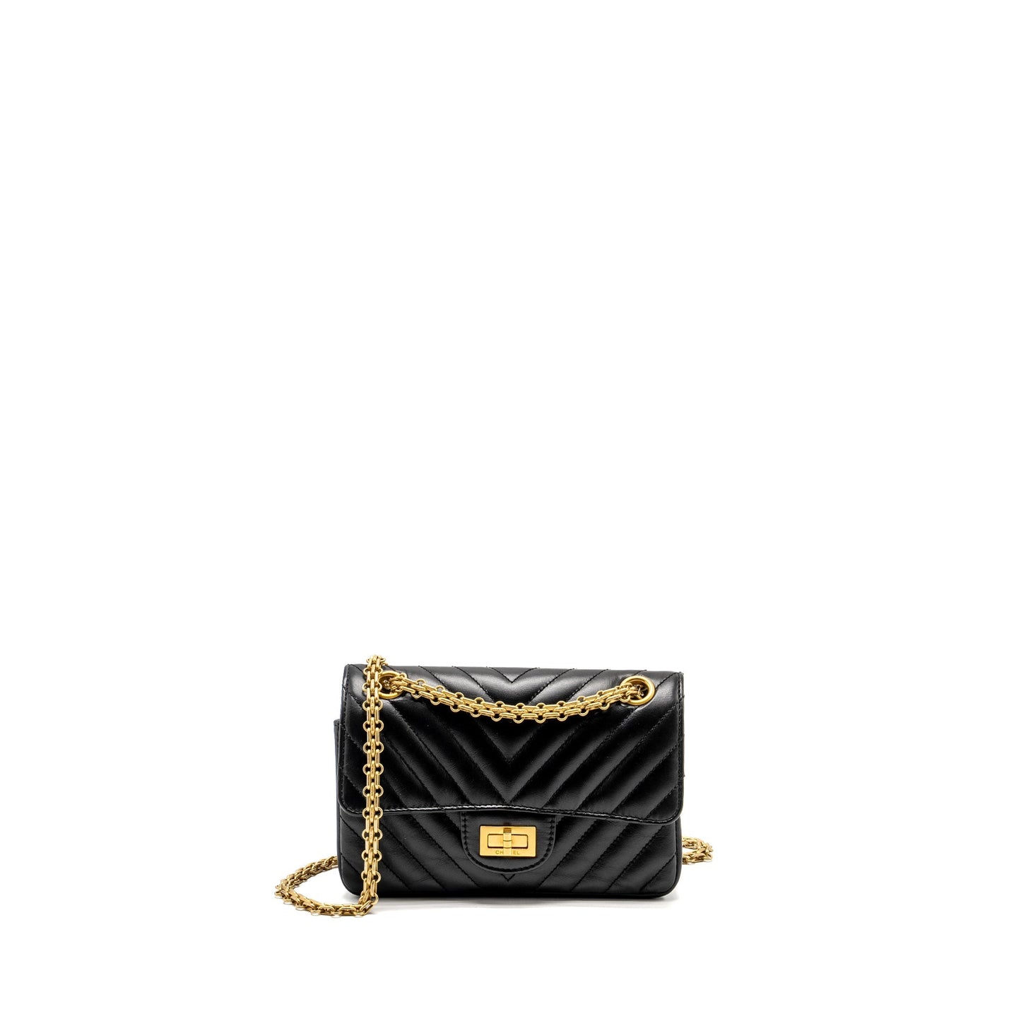 Chanel 2.55 Reissue Chevron Calfskin GHW Microchip Black Mini Bag Microchip 1