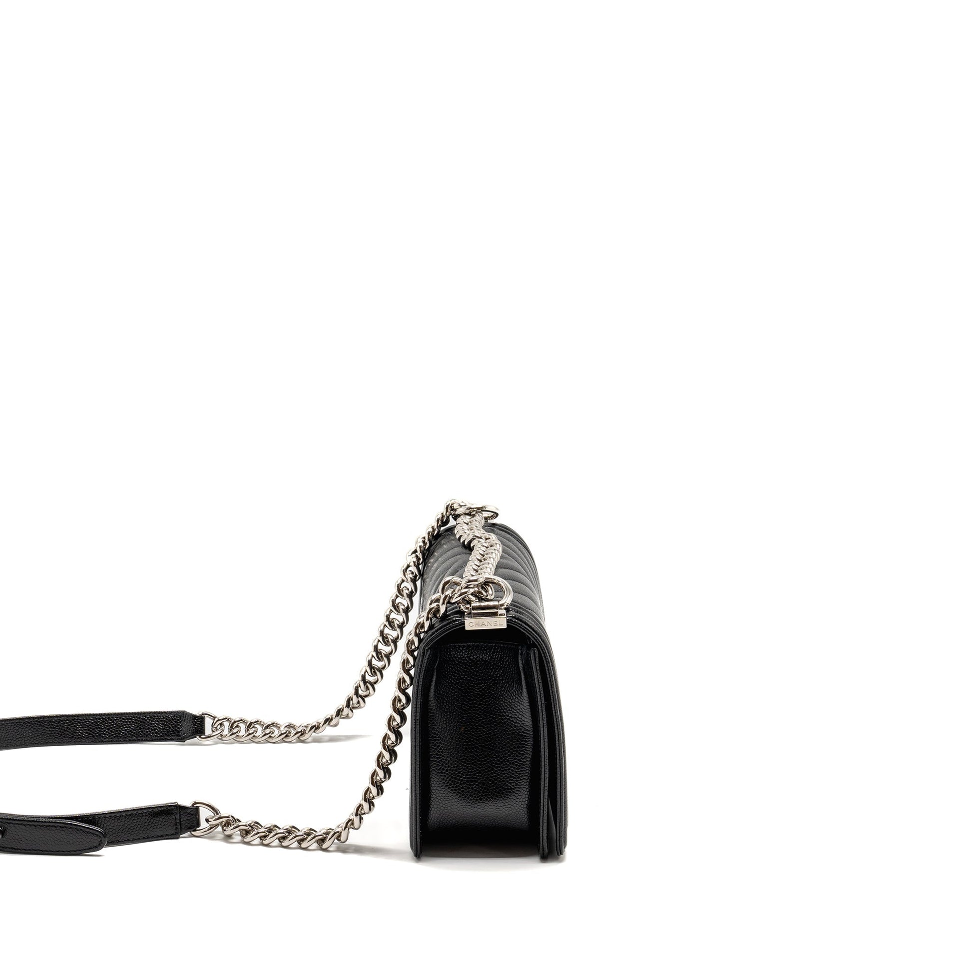 Chanel Chevron Boy caviar SHW Black Handbag