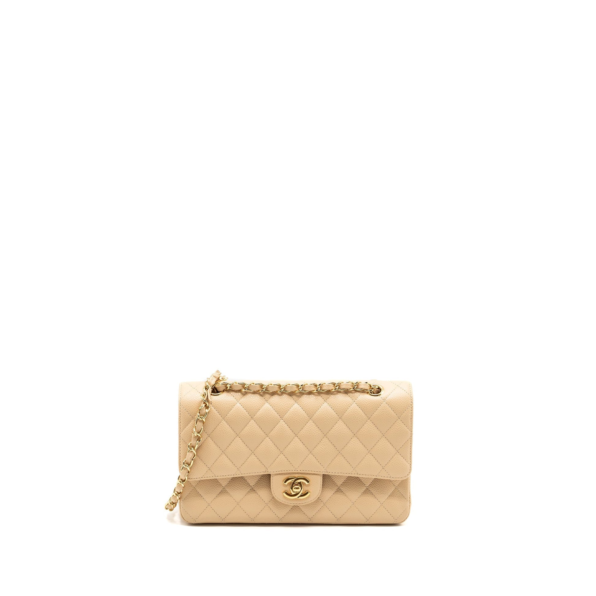 Chanel classic double flap caviar GHW Beige Shoulder Bag Ghw 2