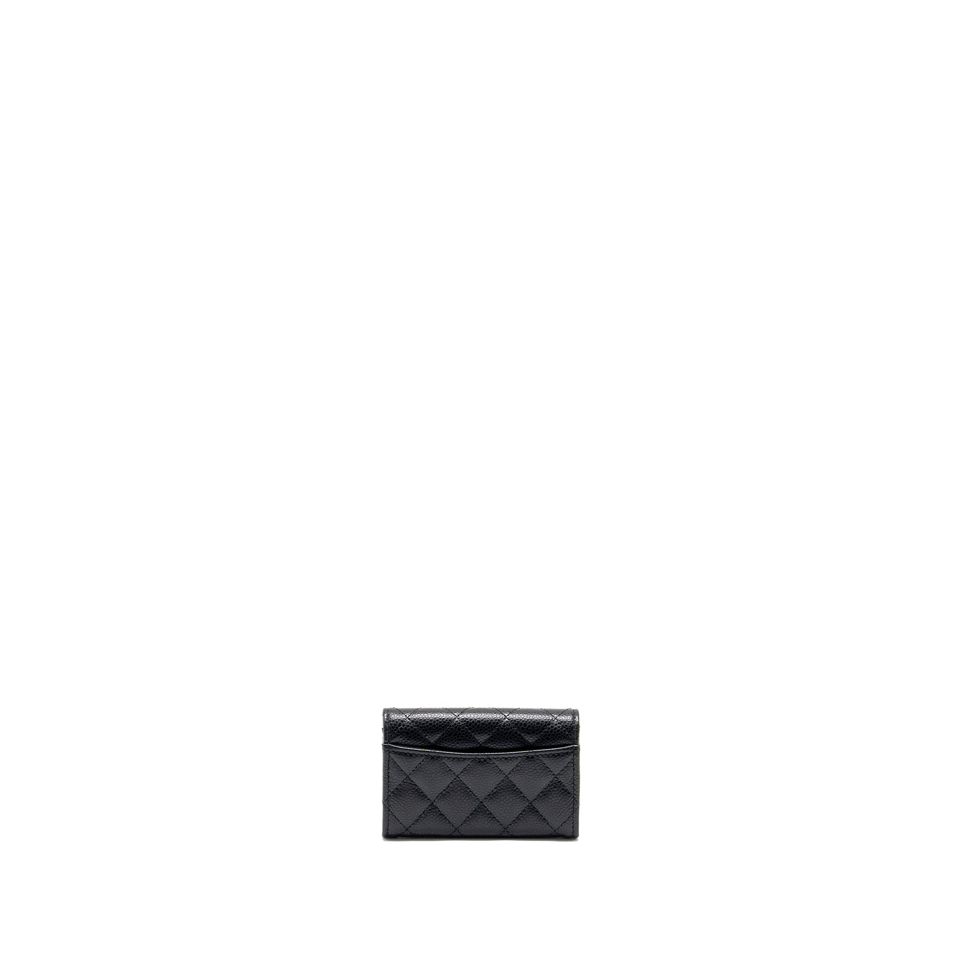 Chanel classic flap card holder caviar GHW Black Wallet Case Microchip 10