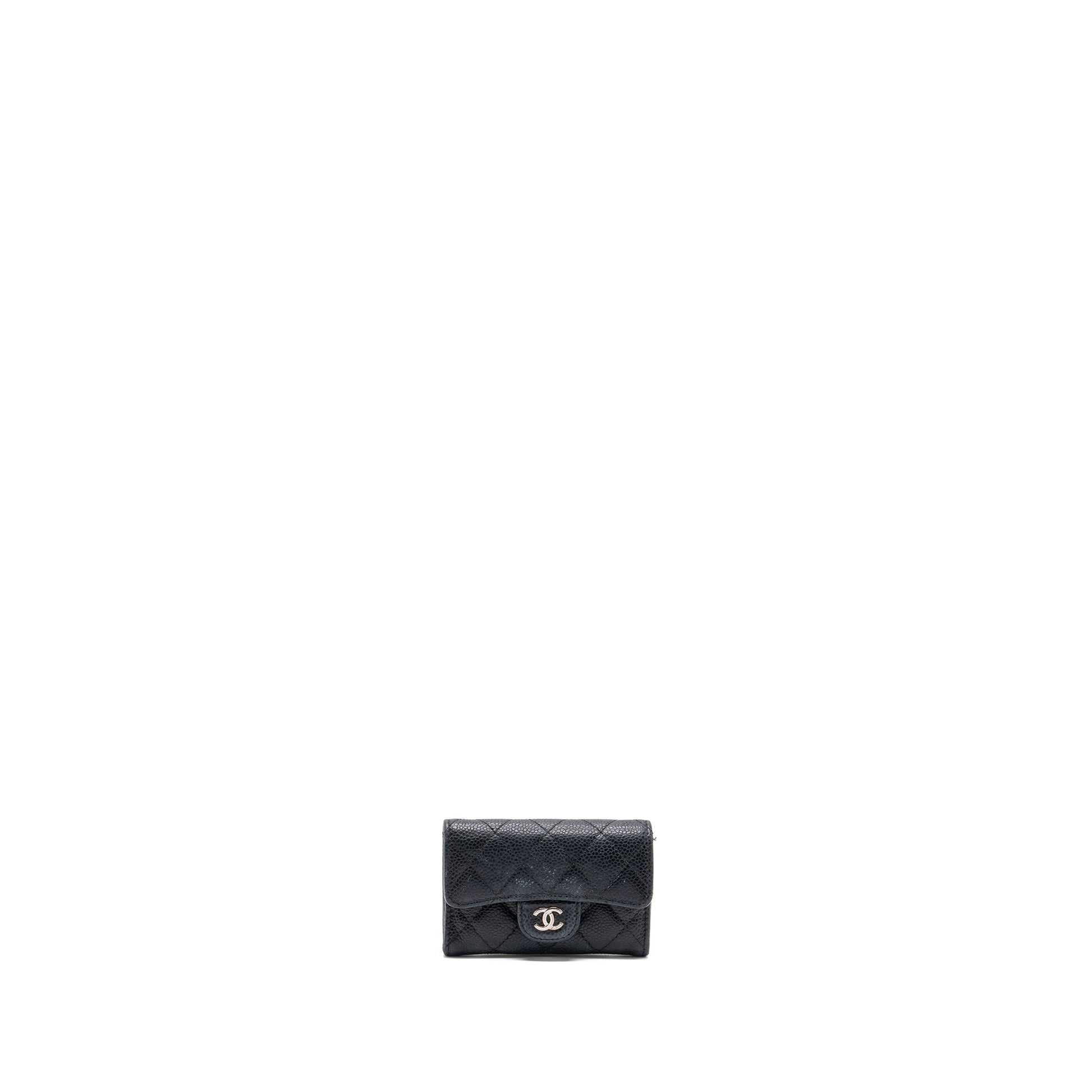Chanel CLASSIC FLAP CARD HOLDER CAVIAR SHW Black Wallet Case Shw 5