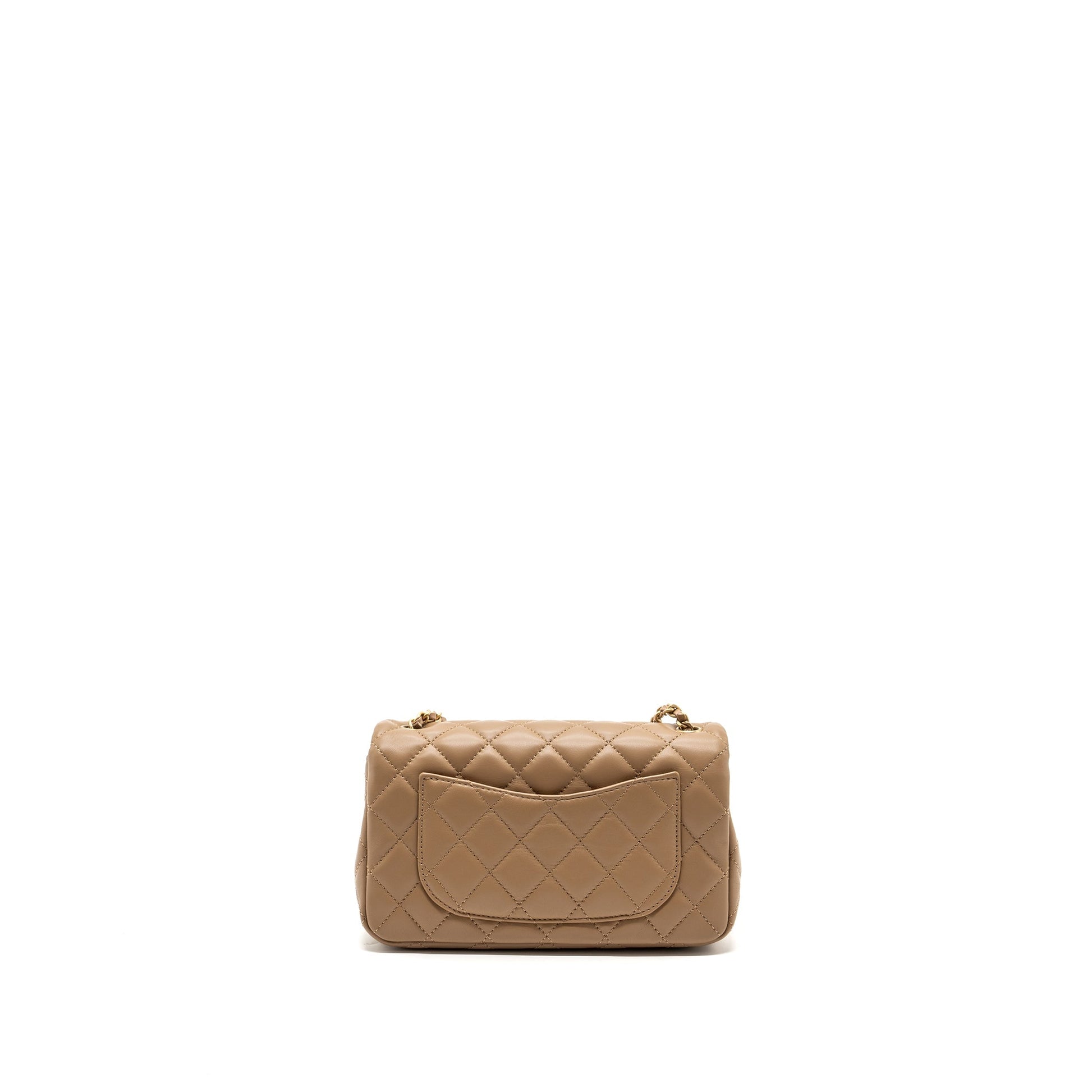 Chanel 22B pearl crush rectangular flap lambskin Beige Shoulder Bag Ghw Microchip