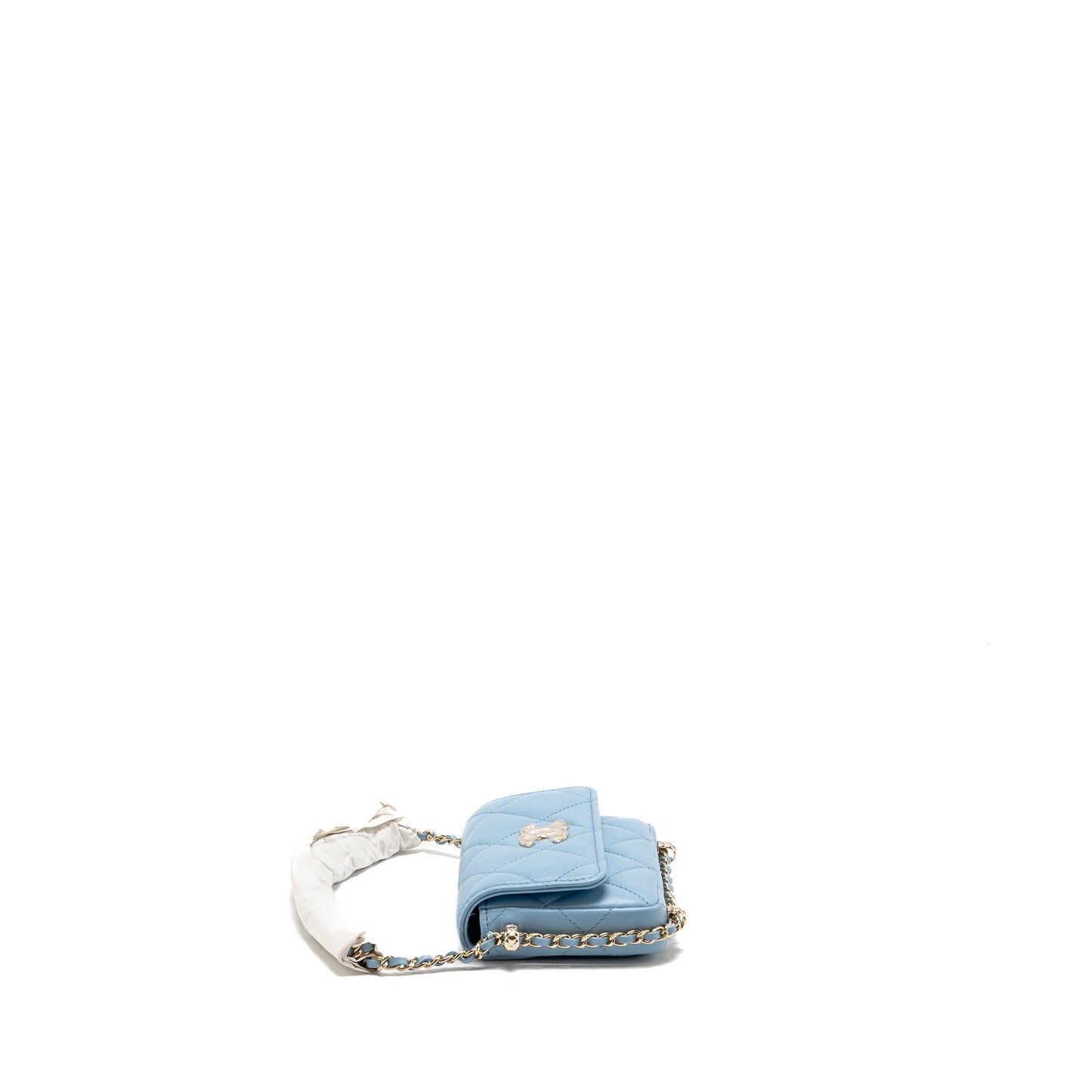 Chanel Flap Chaim Lambskin Light LGHW Blue Clutch Bag
