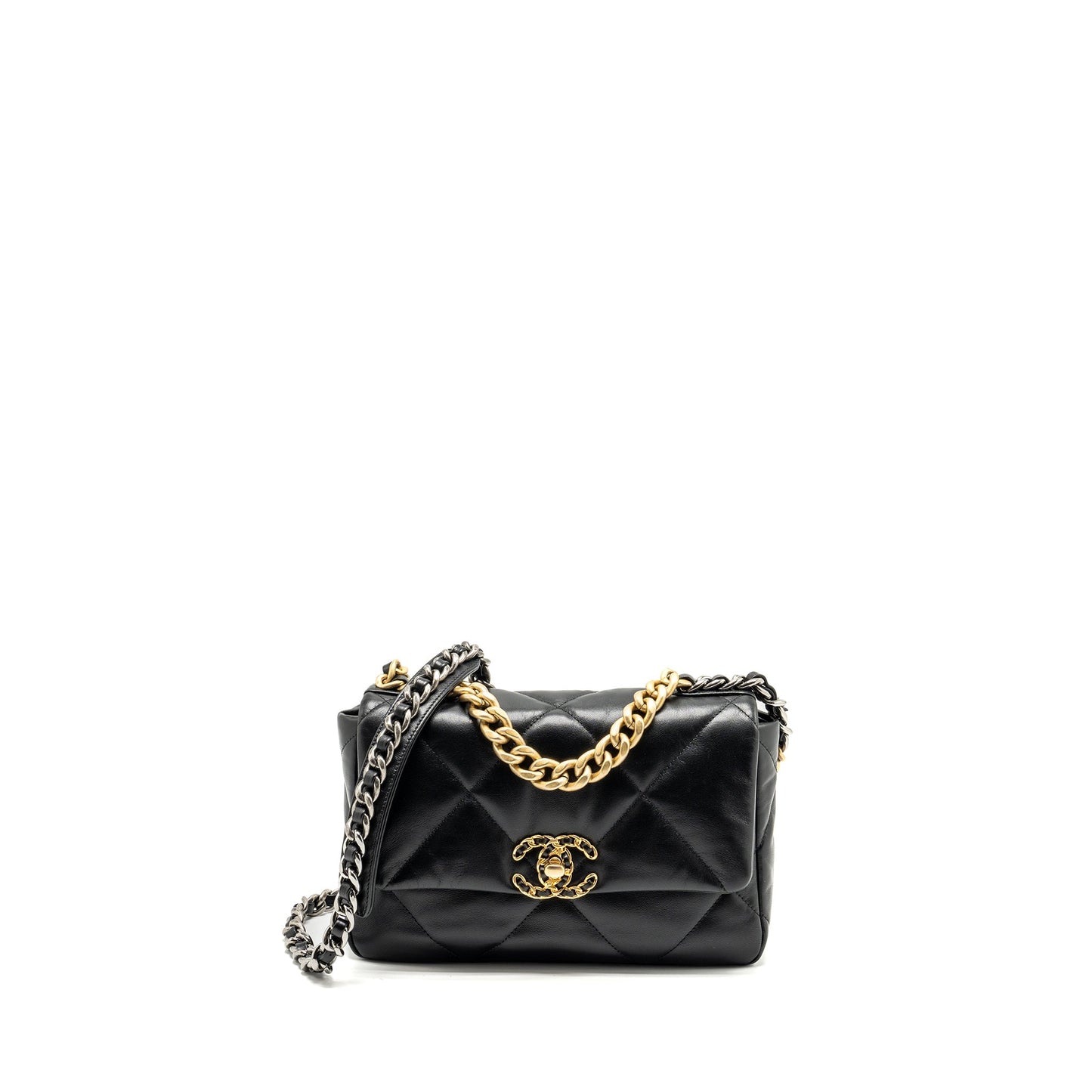 Chanel 19 Goatskin hardware Multicolor Multicolour Black Small Handbag