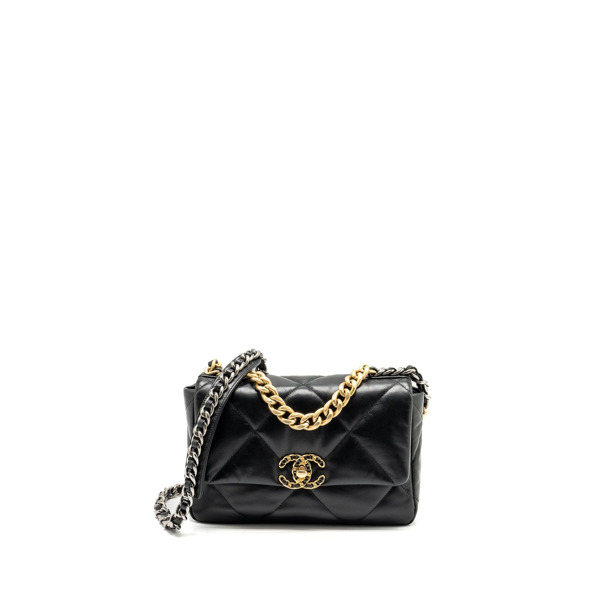Chanel 19 Goatskin hardware Multicolor Multicolour Black Small Handbag