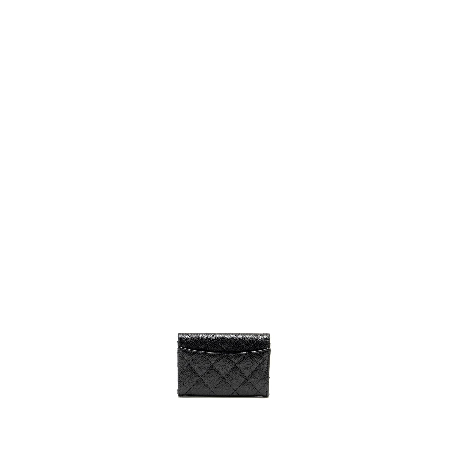 Chanel Classic Flap Card Holder CAVIAR GHW Black Wallet Case Microchip 14