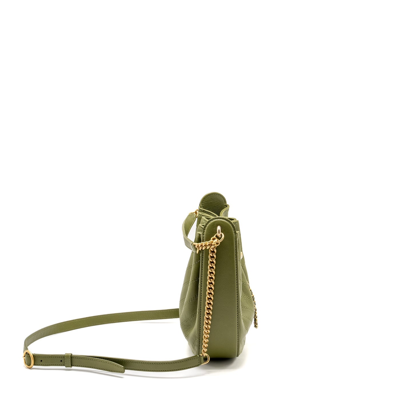 Chanel Drawstring Bucket Grained Calfskin Olive GHW Green Jewelry