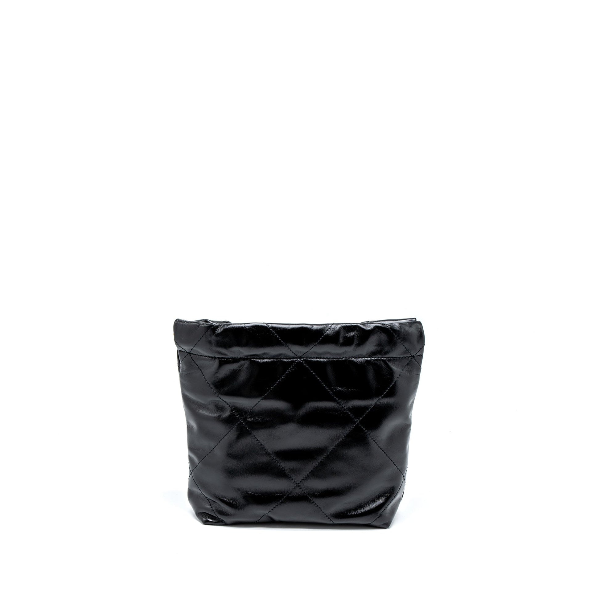 Chanel 23s 22 Shiny Calfskin Brushed GHW Black Mini Bag 4