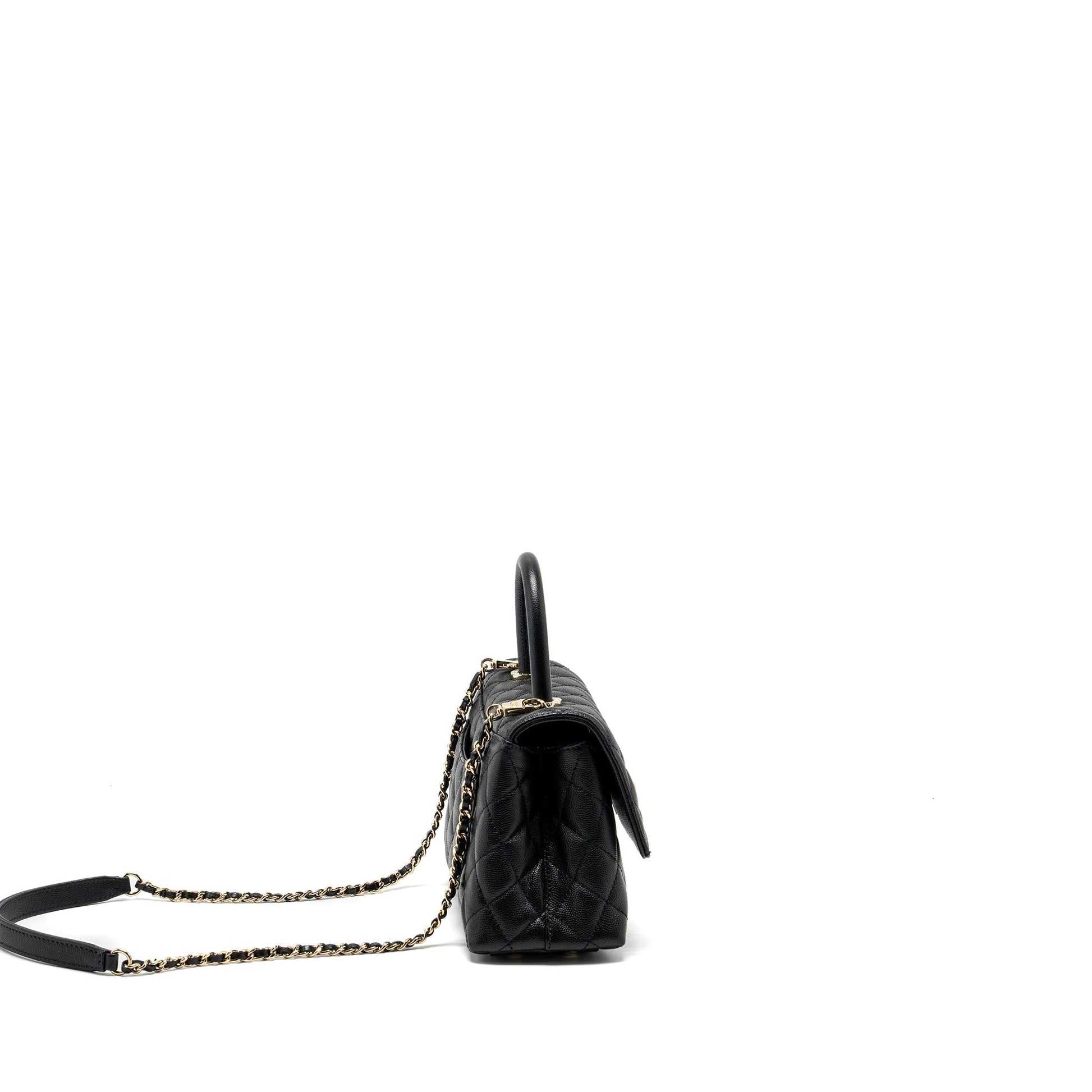 Chanel Coco Handle Caviar LGHW Microchip Black Small Handbag Microchip 14