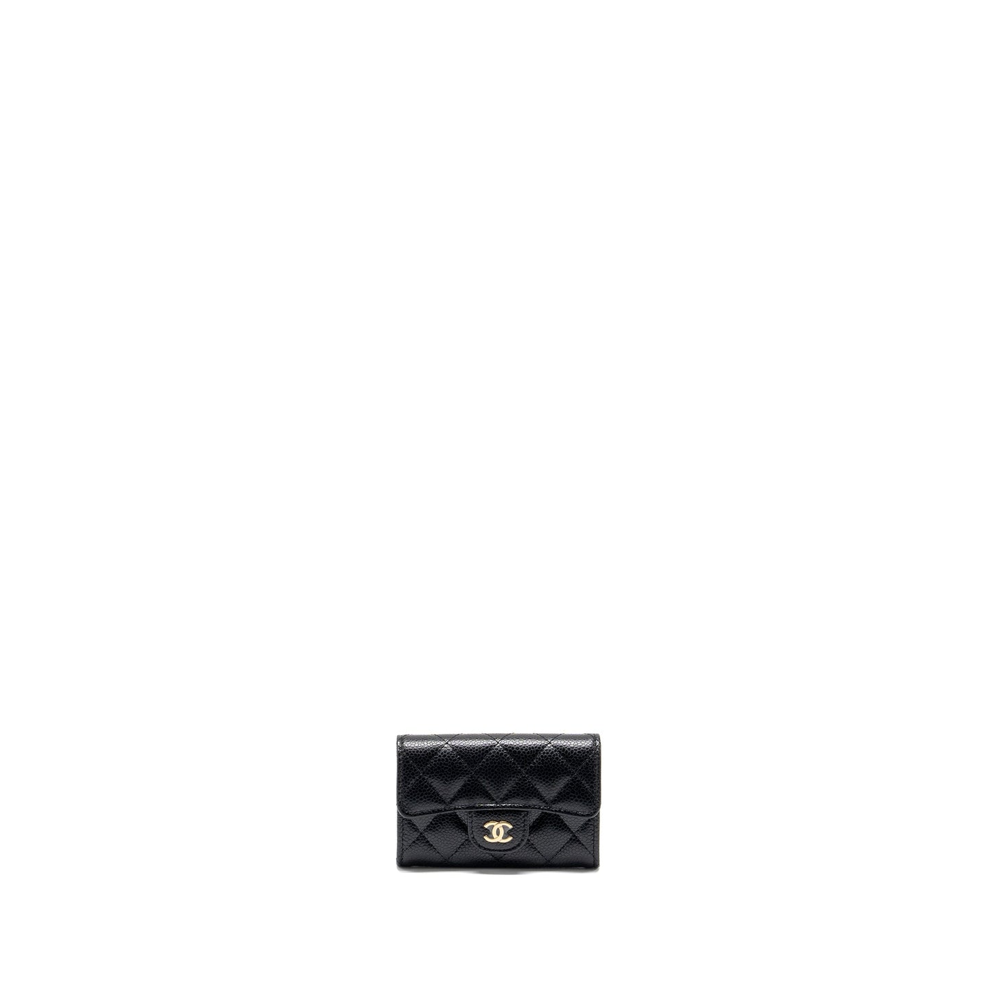 Chanel classic flap card holder caviar GHW Black Wallet Case Microchip 10