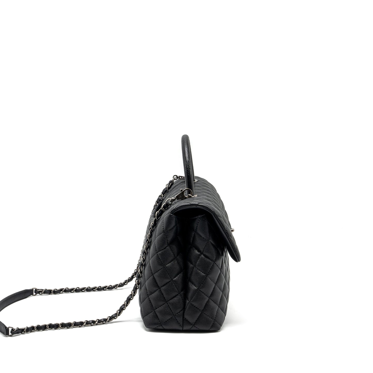 Chanel Coco Handle Caviar Ruthenium Hardware Black Handbag