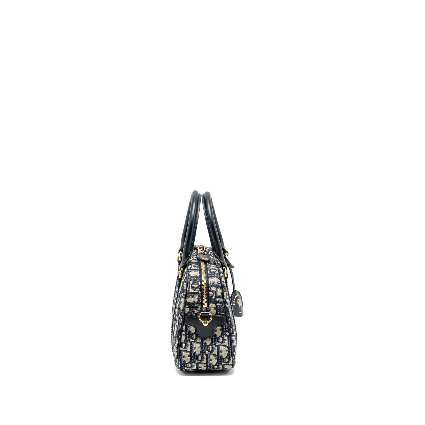 Dior Bowling Purse Oblique Handbag Canvas Blue Travel Bag