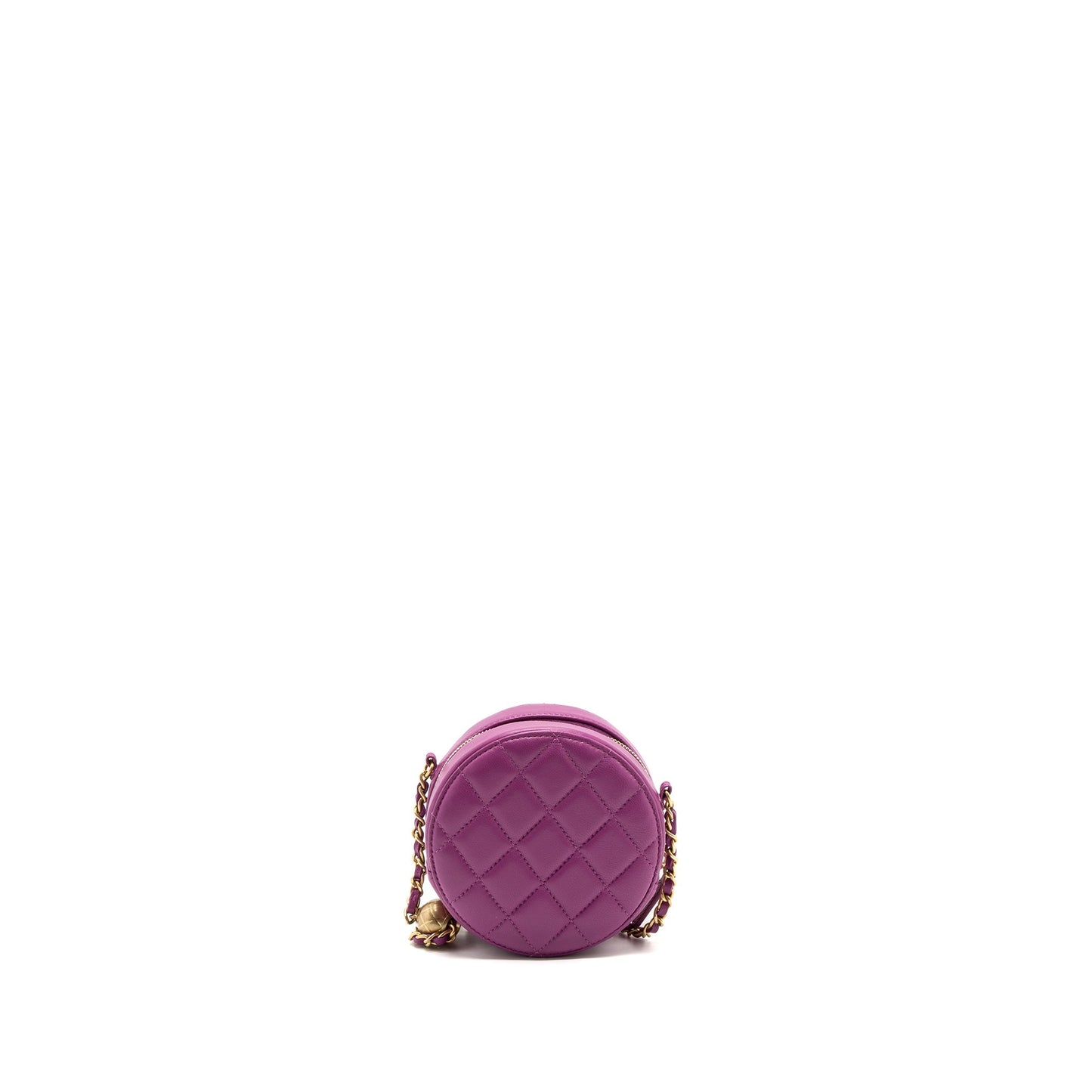 Chanel pearl crush round Lambskin purple GHW Clutch Bag