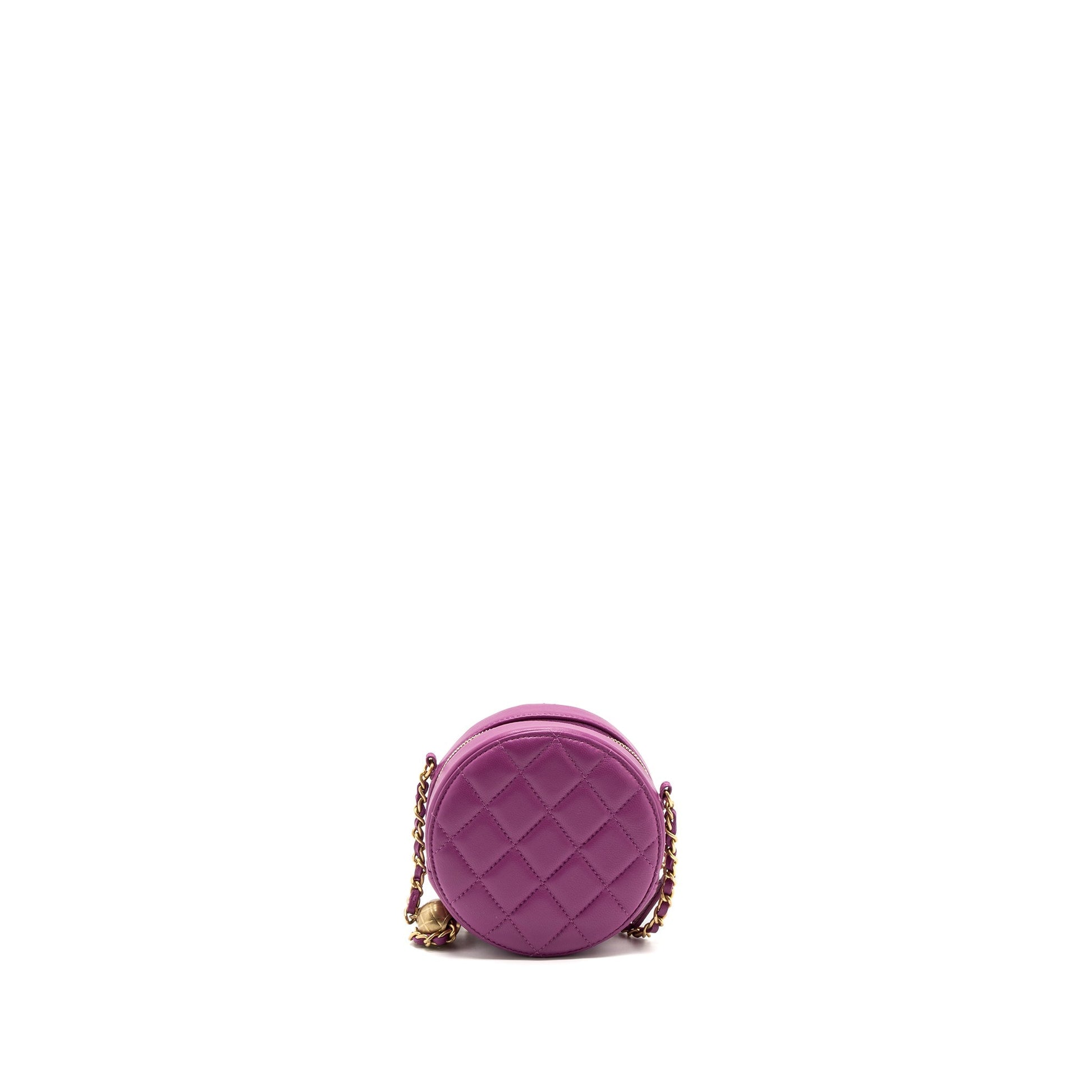 Chanel pearl crush round Lambskin purple GHW Clutch Bag