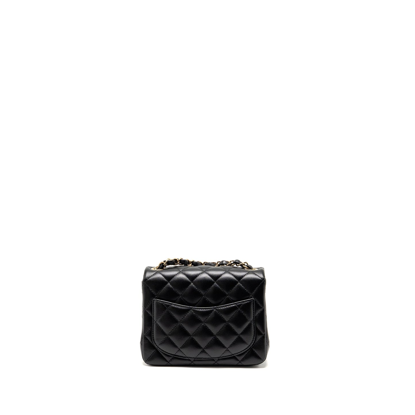 Chanel Square Flap Lambskin LGHW Microchip Black Shoulder Bag 11