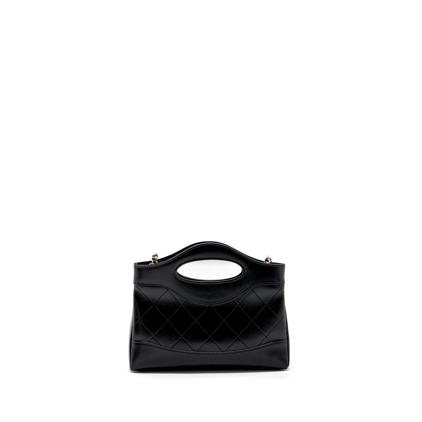 Chanel 24C 31 shiny calfskin LGHW microchip Black Clutch Bag Black Lghw
