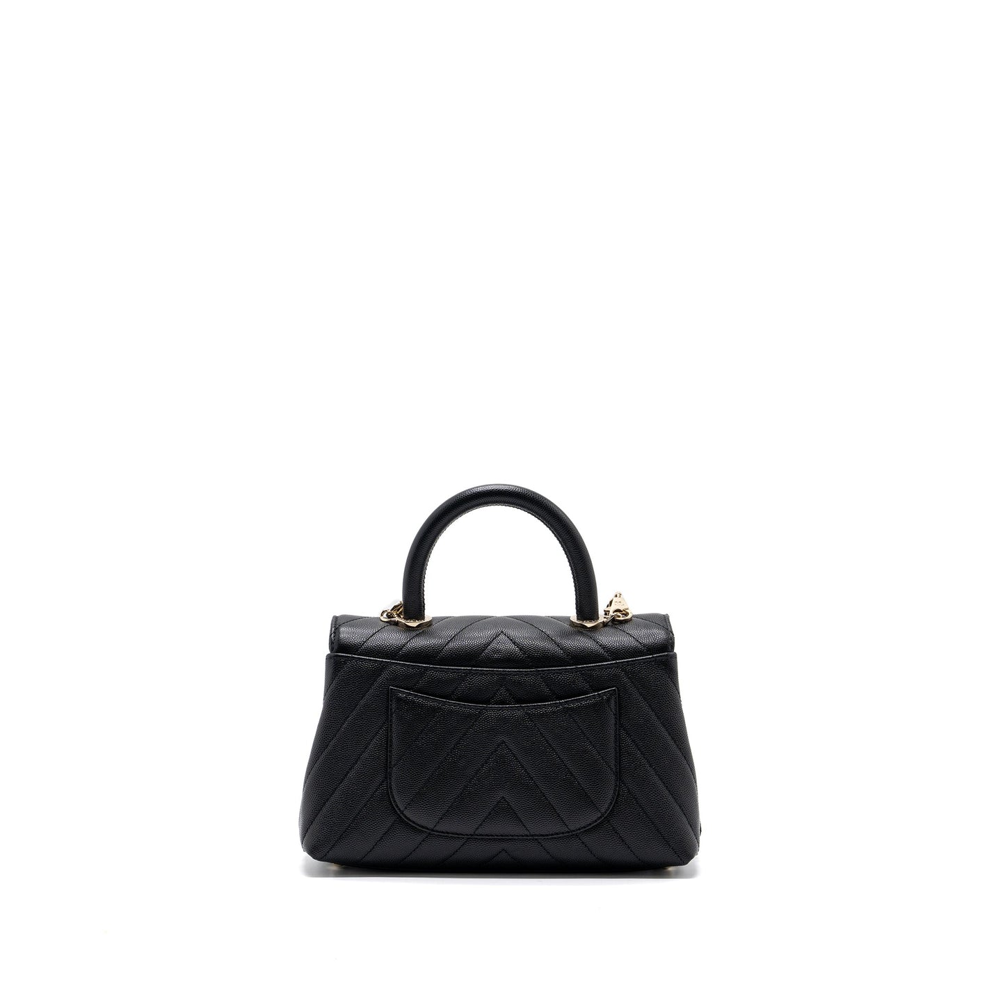 Chanel Coco Handle Chevron Caviar LGHW Black Small Handbag