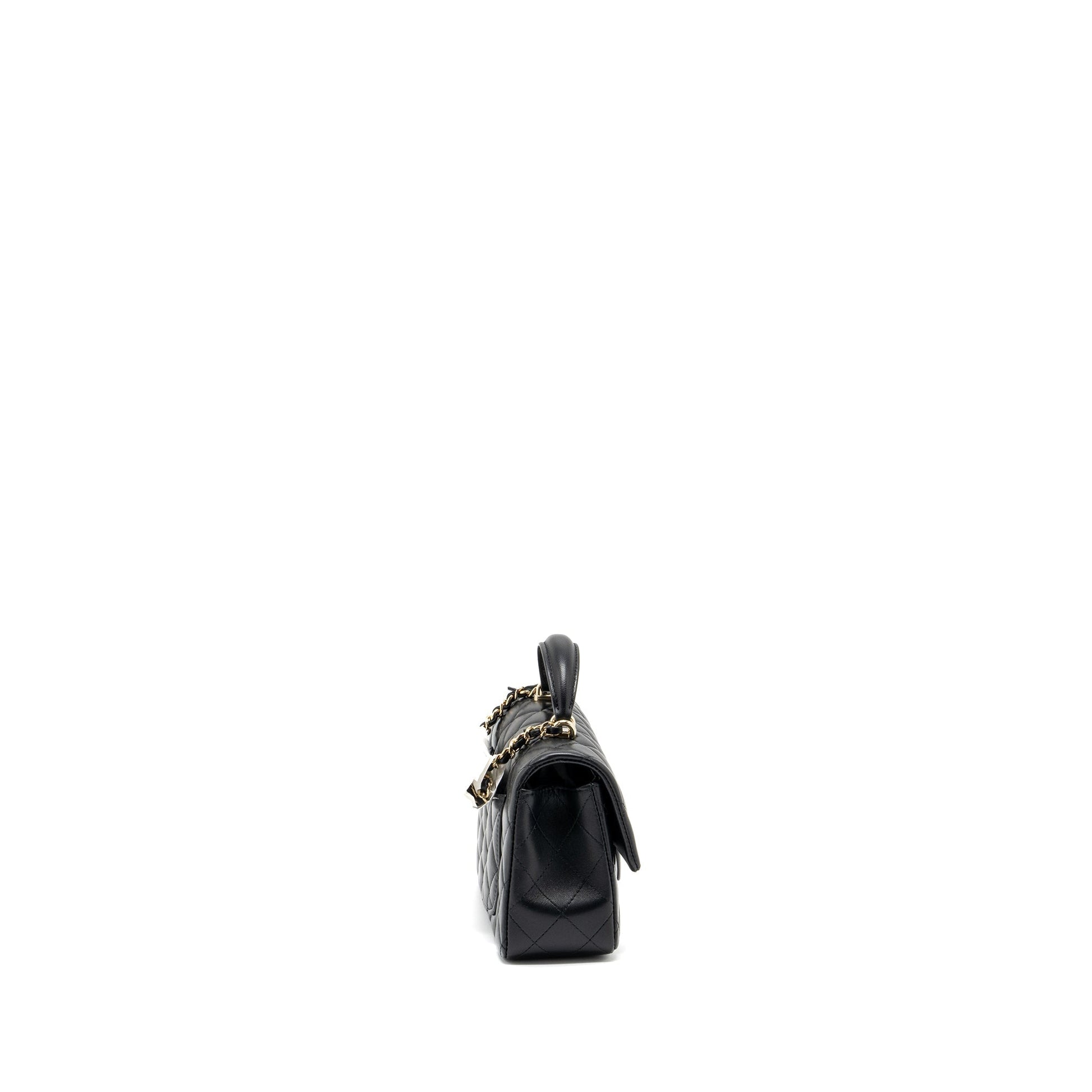 Chanel Top Handle Rectangular Flap Lambskin LGHW Black Shoulder Bag Microchip 7