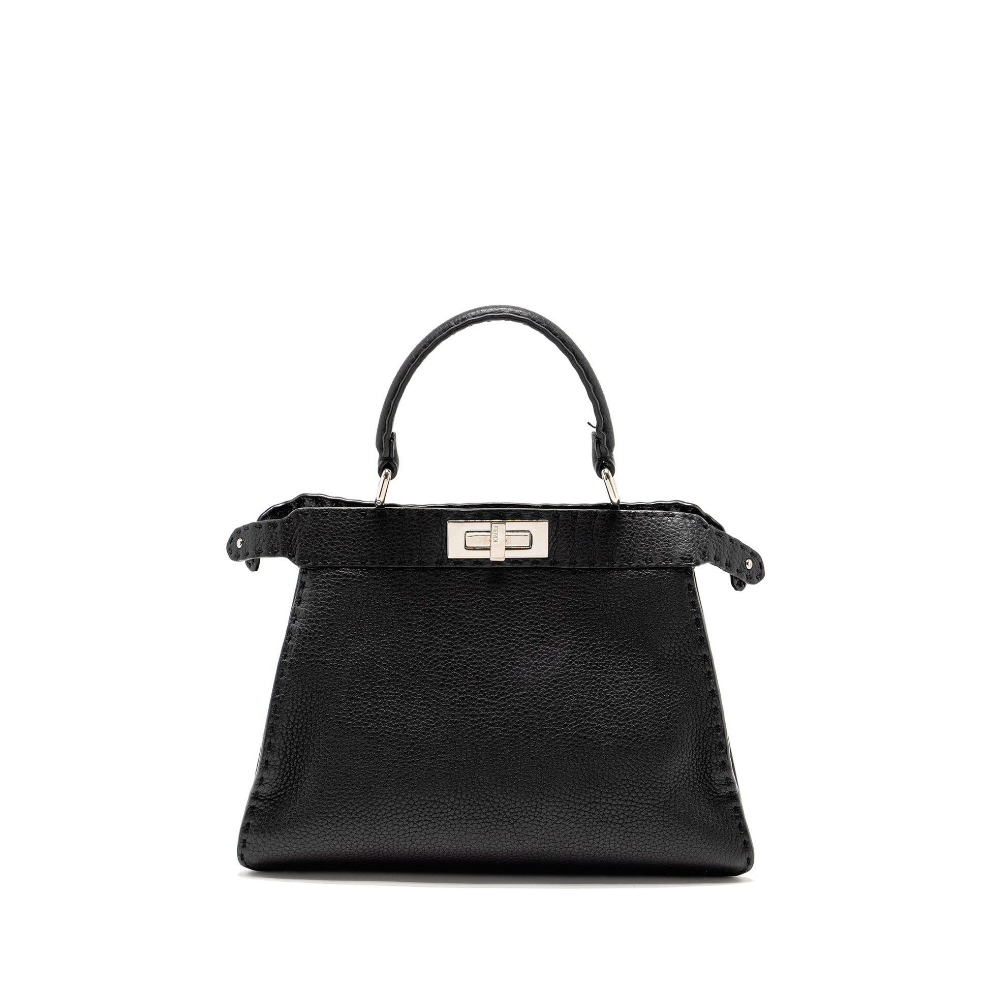 Fendi Peekaboo Purse Calfskin Black Medium Travel Bag