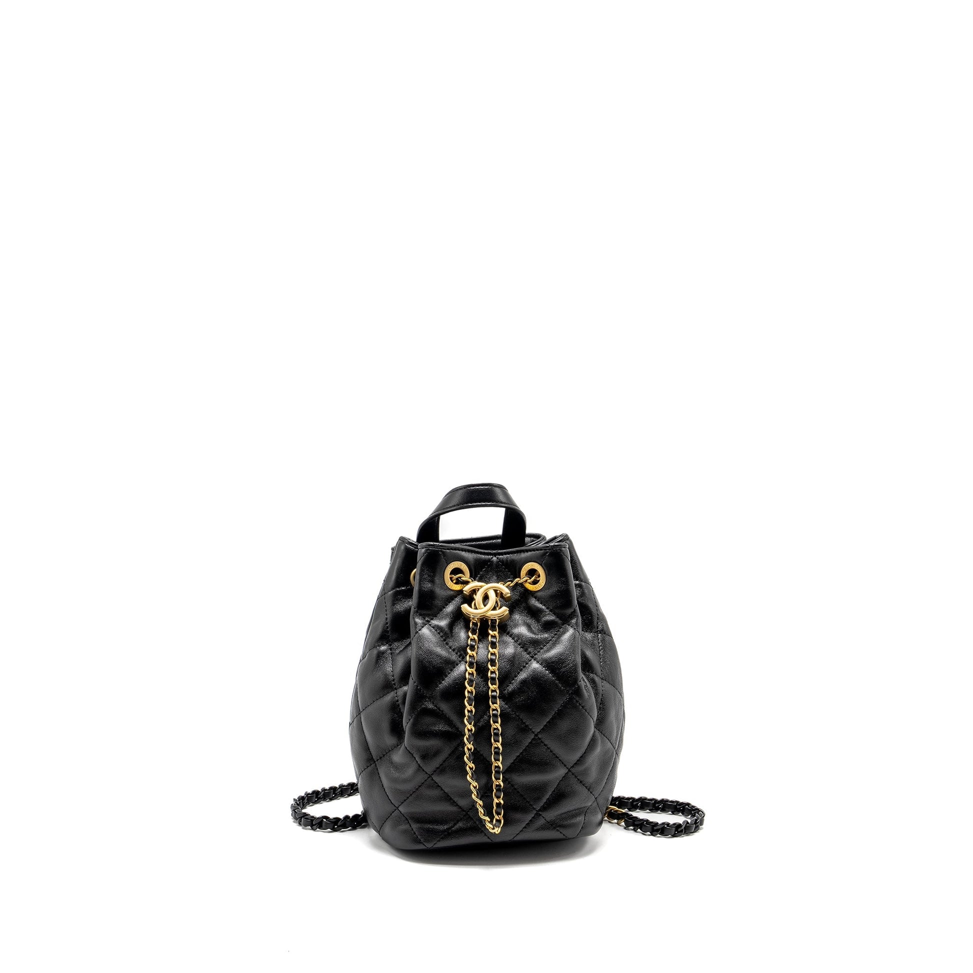 Chanel 22S Candy Chains Bucket Backpack Lambskin Black Bucket Bag