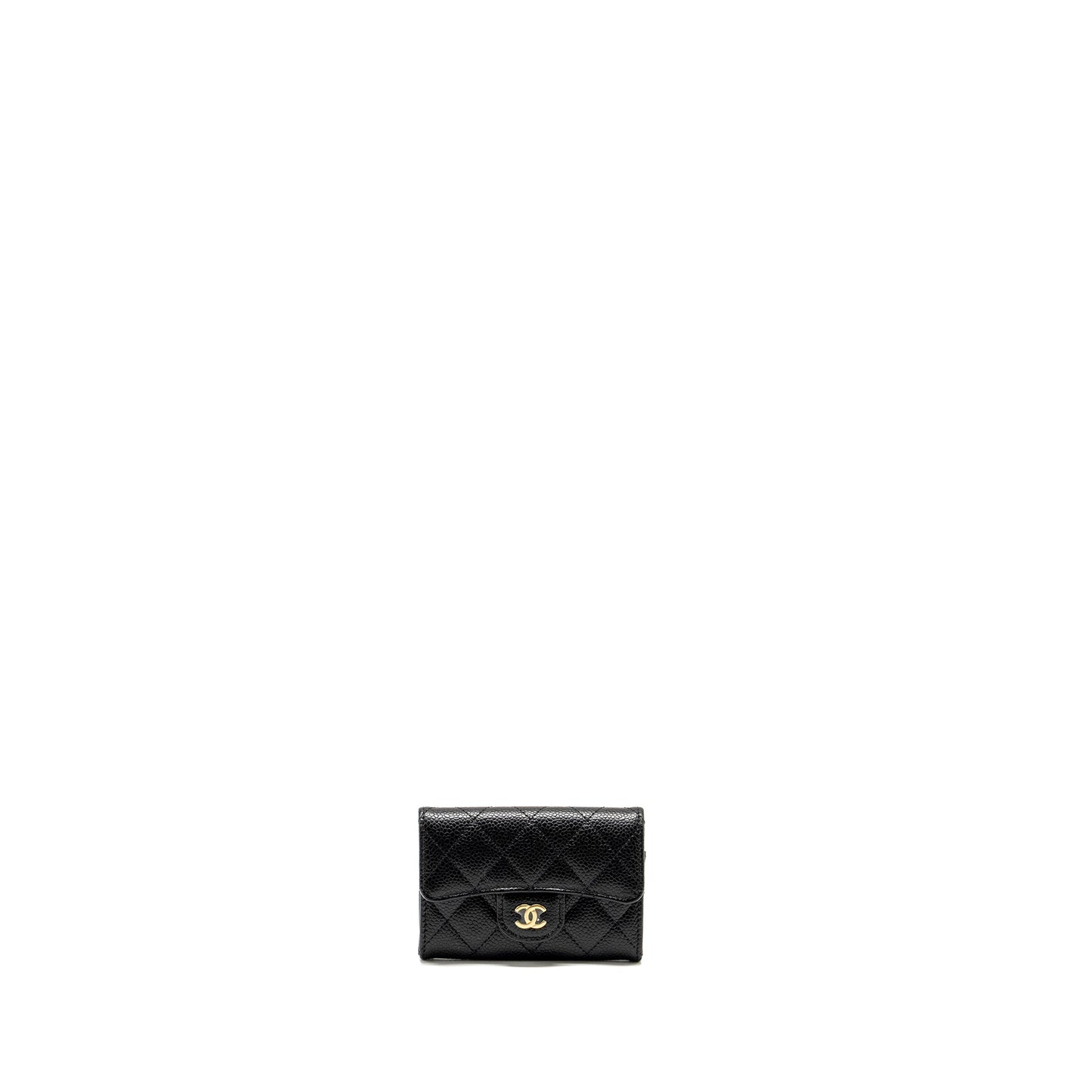 Chanel Classic Flap Card Holder CAVIAR GHW Black Wallet Case Microchip 14