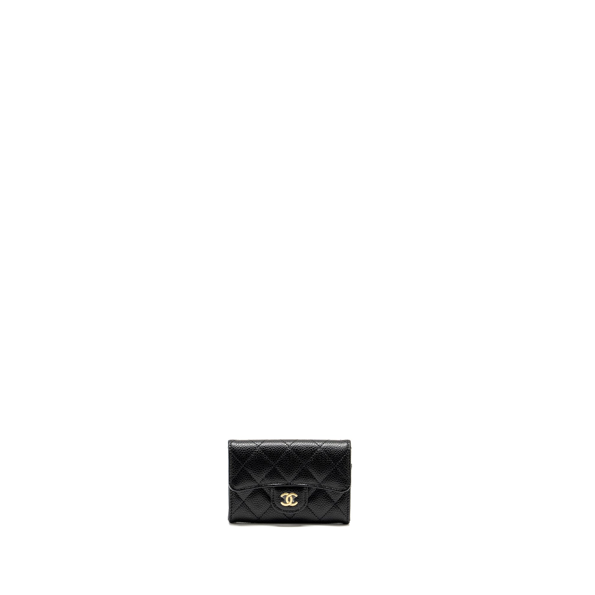 Chanel Classic Flap Card Holder CAVIAR GHW Black Wallet Case Microchip 14