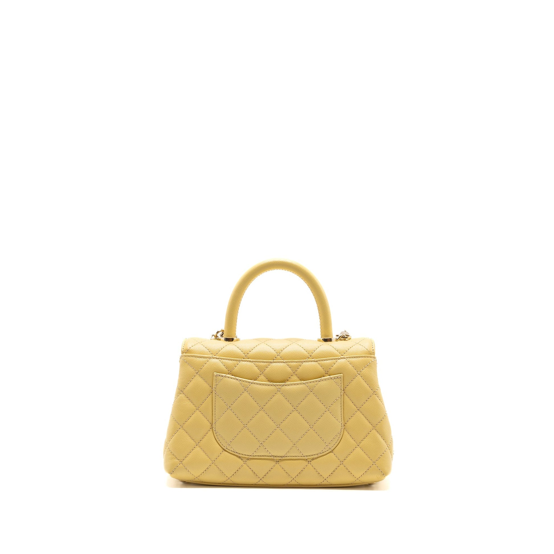 Chanel coco handle caviar 22P light yellow Small Handbag