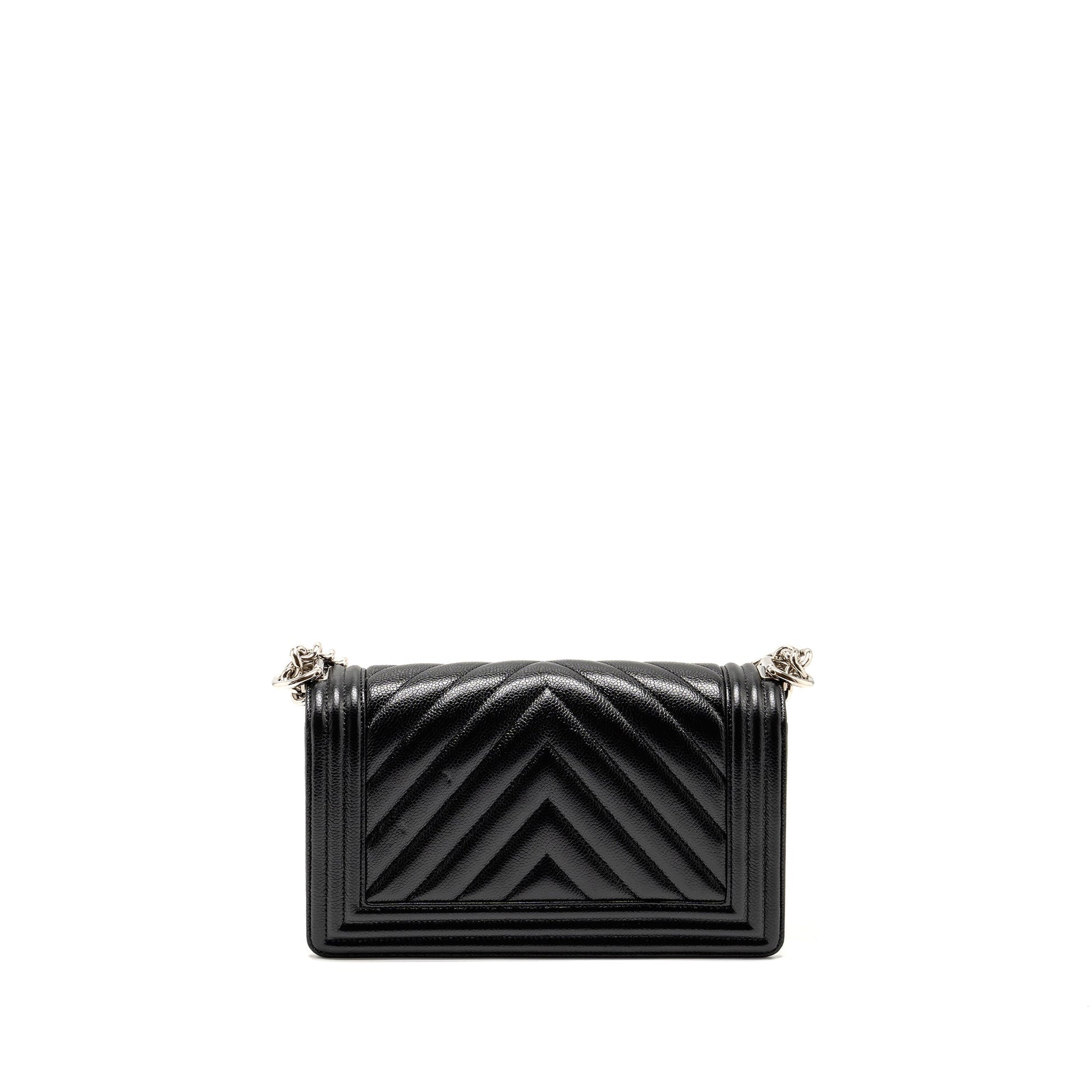 Chanel Chevron Boy caviar SHW Black Handbag