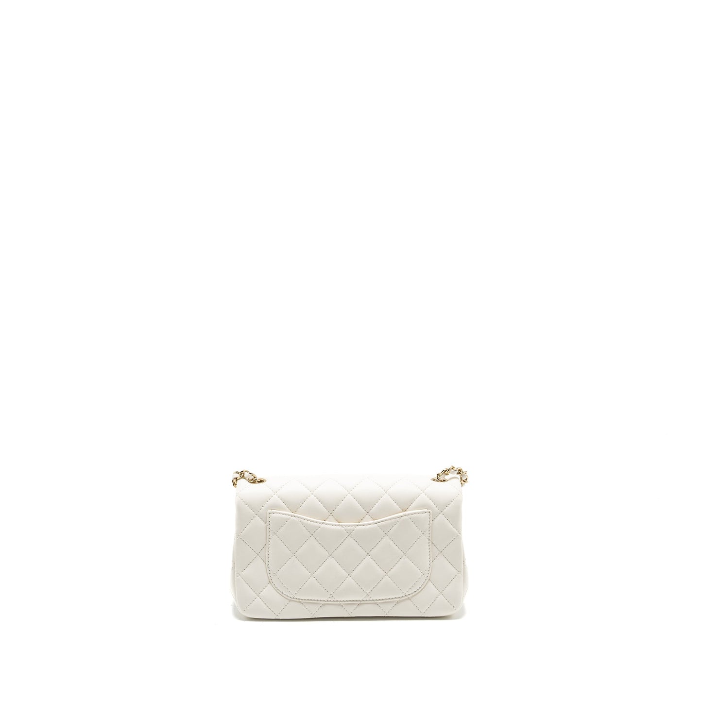 Chanel 23C pearl crush rectangular flap lambskin White Shoulder Bag Lghw Microchip