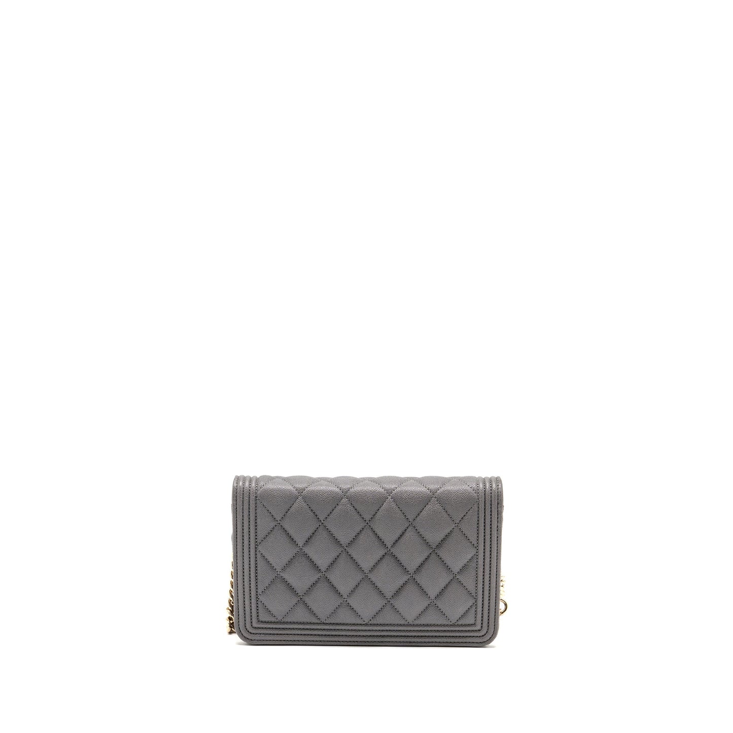 Chanel Boy on Caviar LGHW Grey Wallet Case Lghw 1