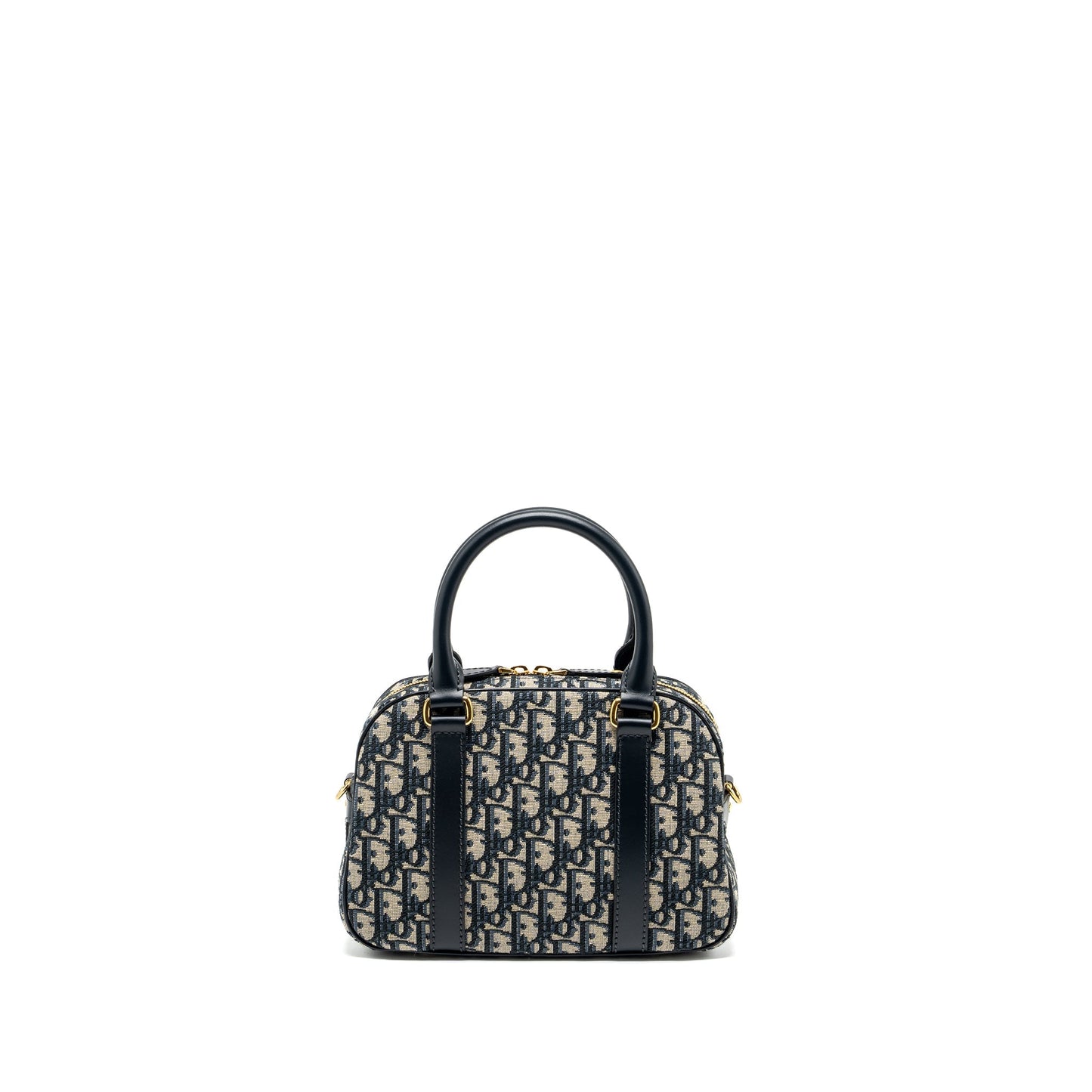 Dior Bowling Purse Oblique Handbag Canvas Blue Travel Bag