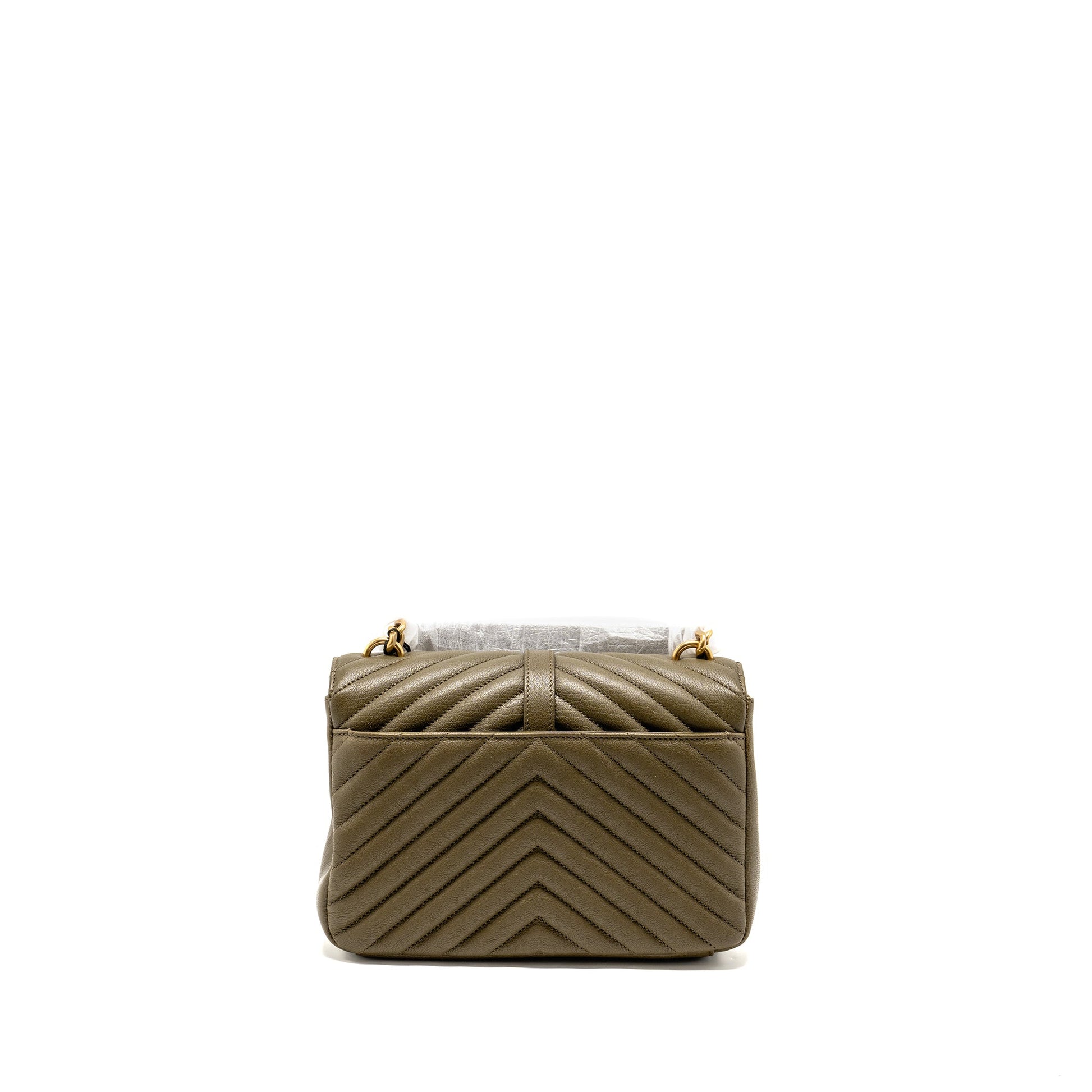 YSL Saint Laurent College Purse Lambskin Anemone Travel Bag Quilted Green