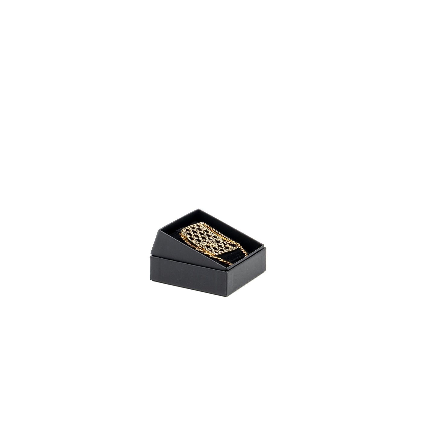 Chanel flap brooch crystal tone Black Gold Shoulder Bag