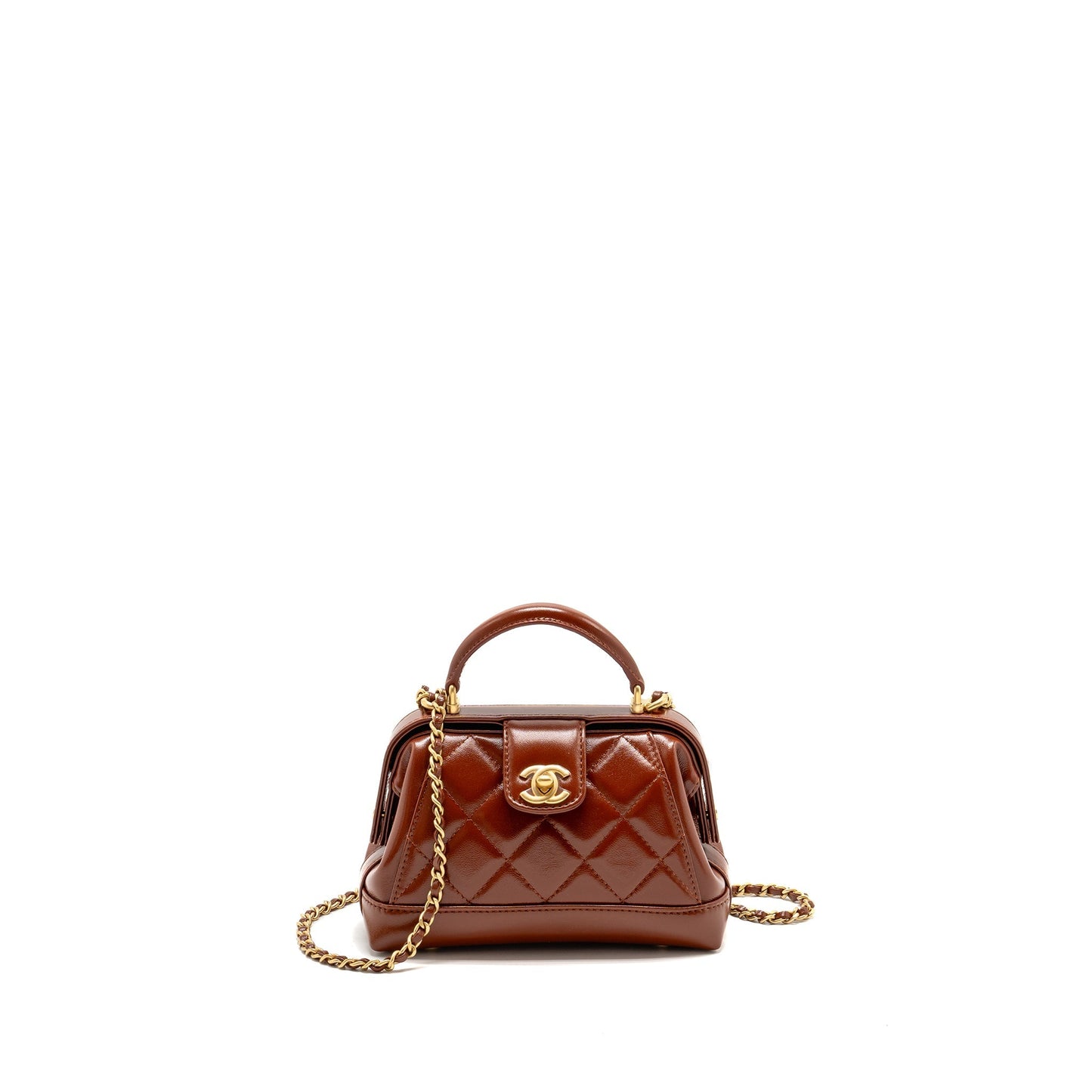 Chanel 24a Top Handle Doctor Quilted Shiny Small Handbag
