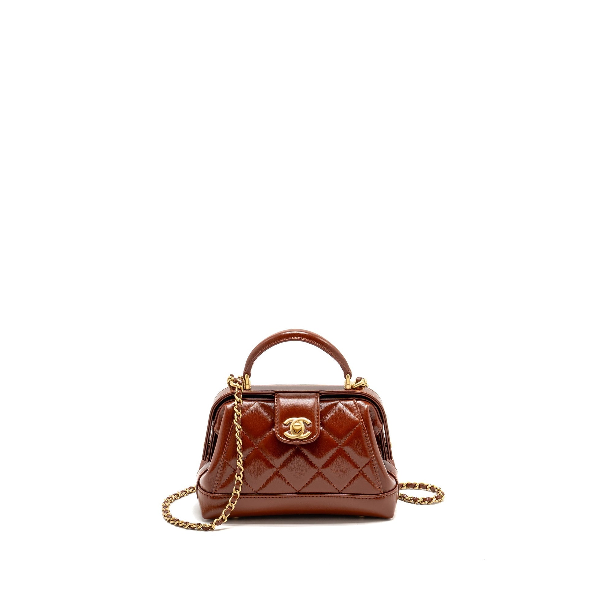 Chanel 24a Top Handle Doctor Quilted Shiny Small Handbag