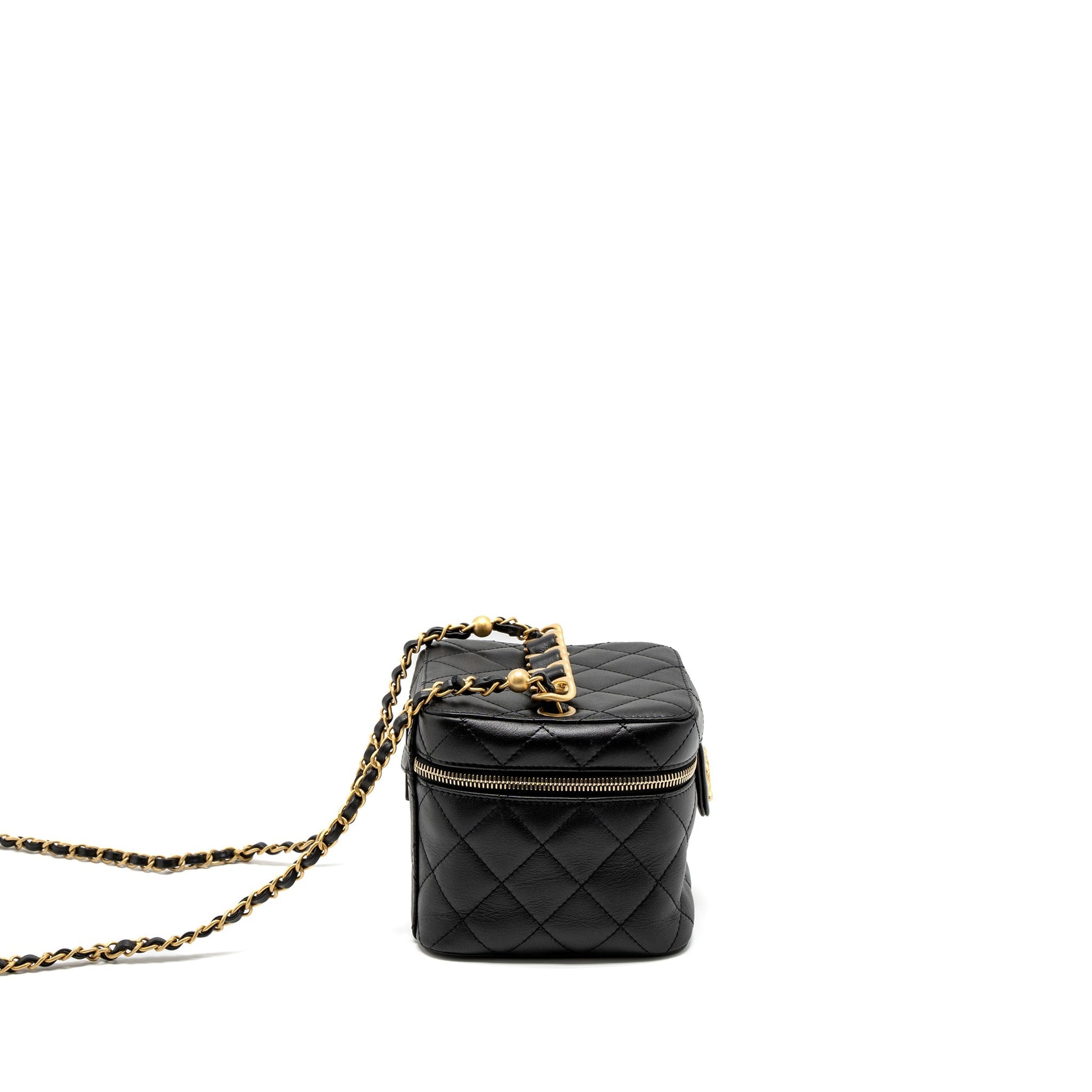 Chanel Top Handle Vanity Calfskin Brushed GHW Black Crossbody Bag